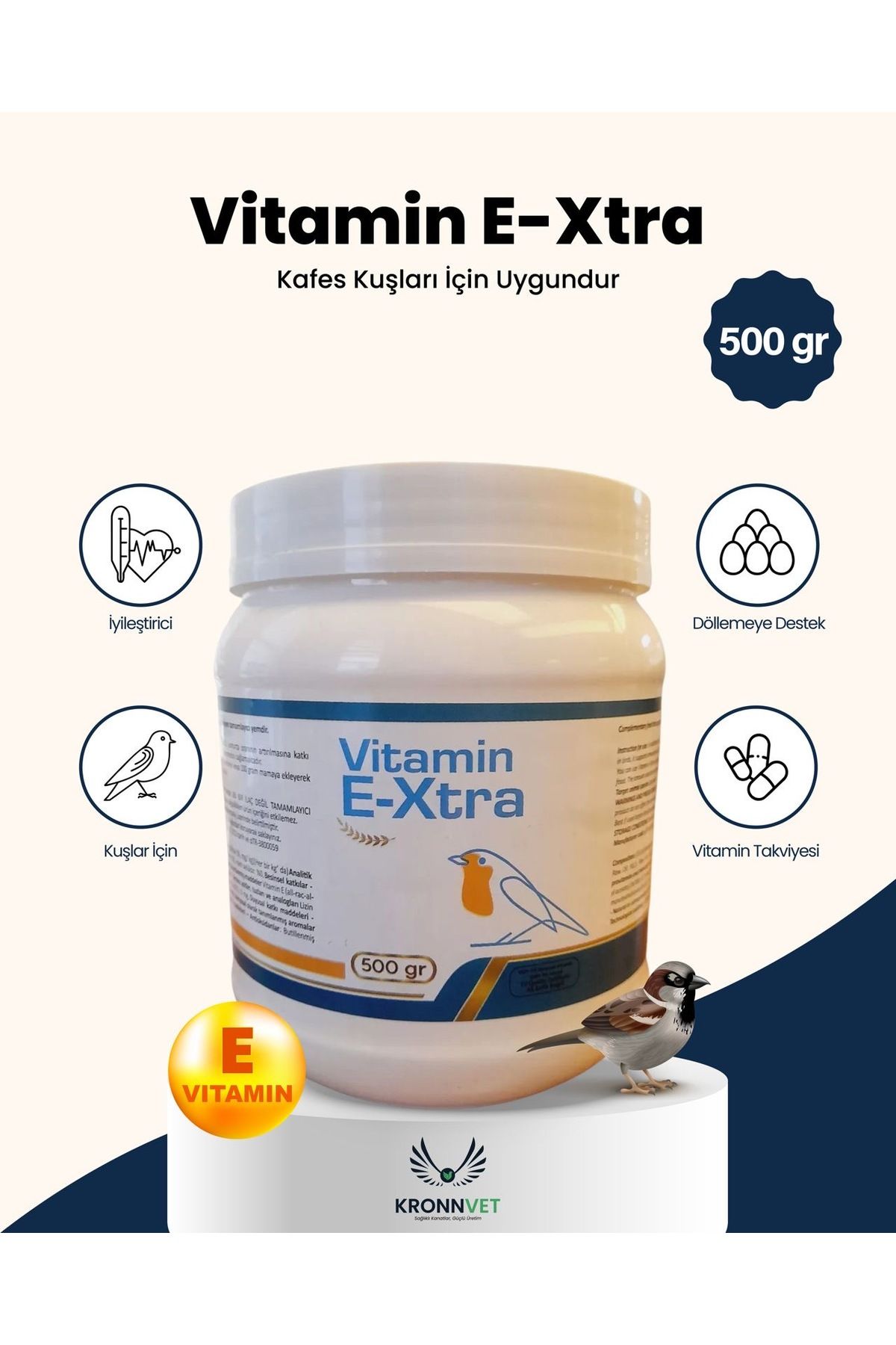 Royal İlaç Vitamin E-Xtra 500 gr Kuşlar için E vitamini içerikli ürün