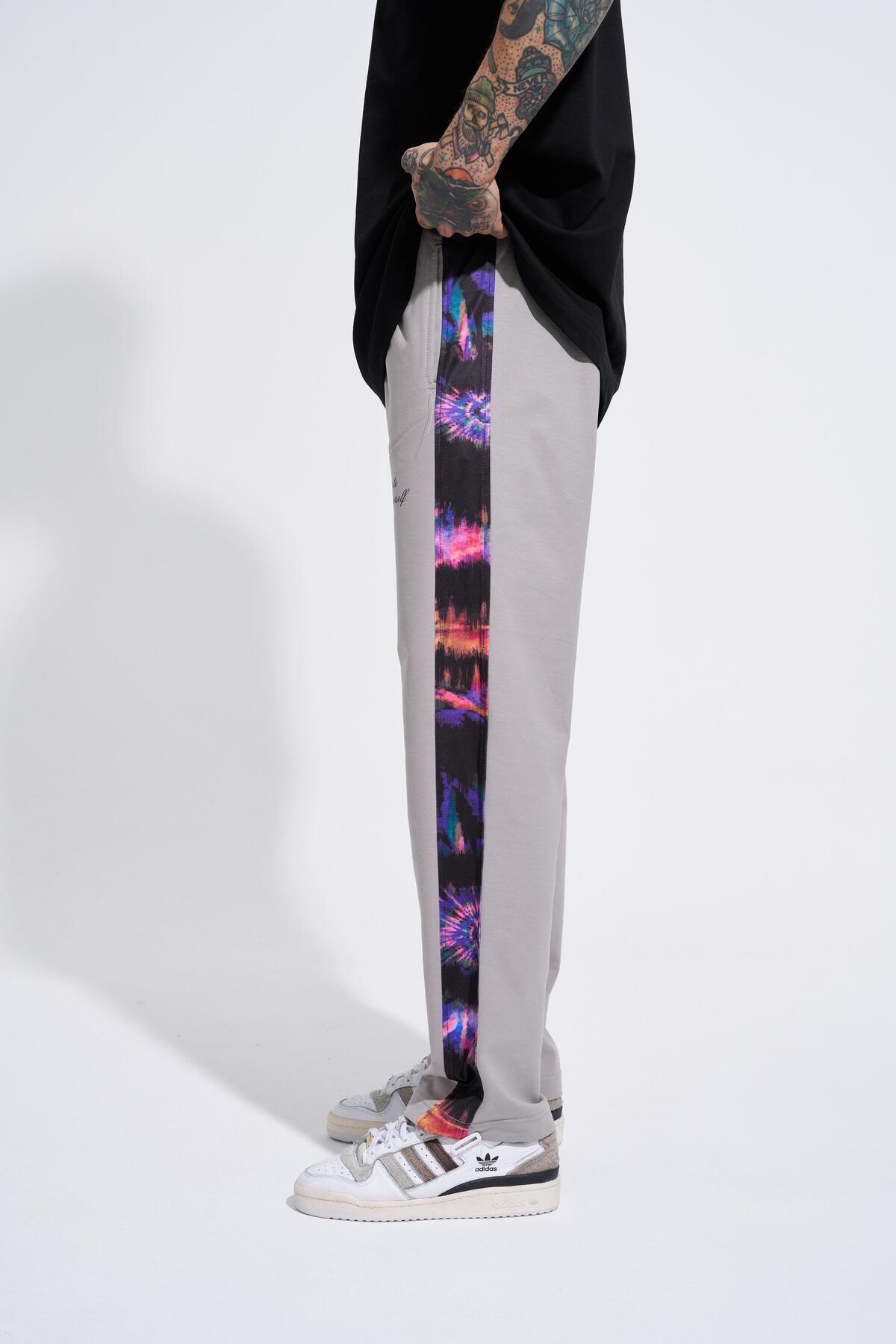 Machinist-Pantaloni de sport oversize, gri deschis, din bumbac organic, imprimați Motıvate Yourself 4