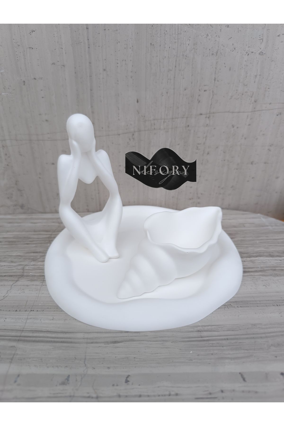 Nifory 520-N0102 Dekoratif Beton Sunum Aksesuar Set Beton Biblo Organizer Takımı Çok Amaçlı Dekoratif Set