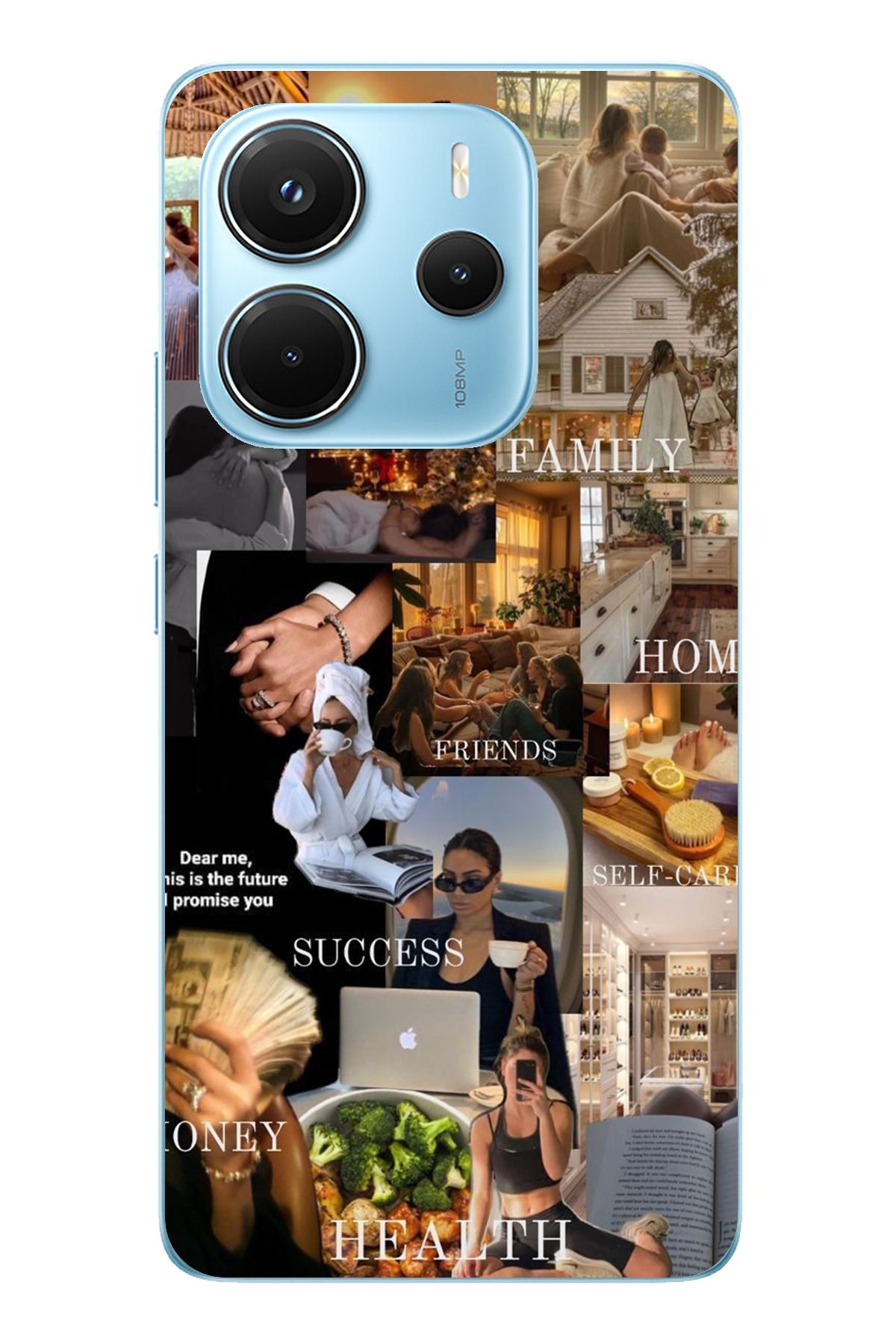 TechTree Redmi Note 14 4G Uyumlu Hayal Panosu Vision Board Tasarımlı Şeffaf Silikon Kılıf