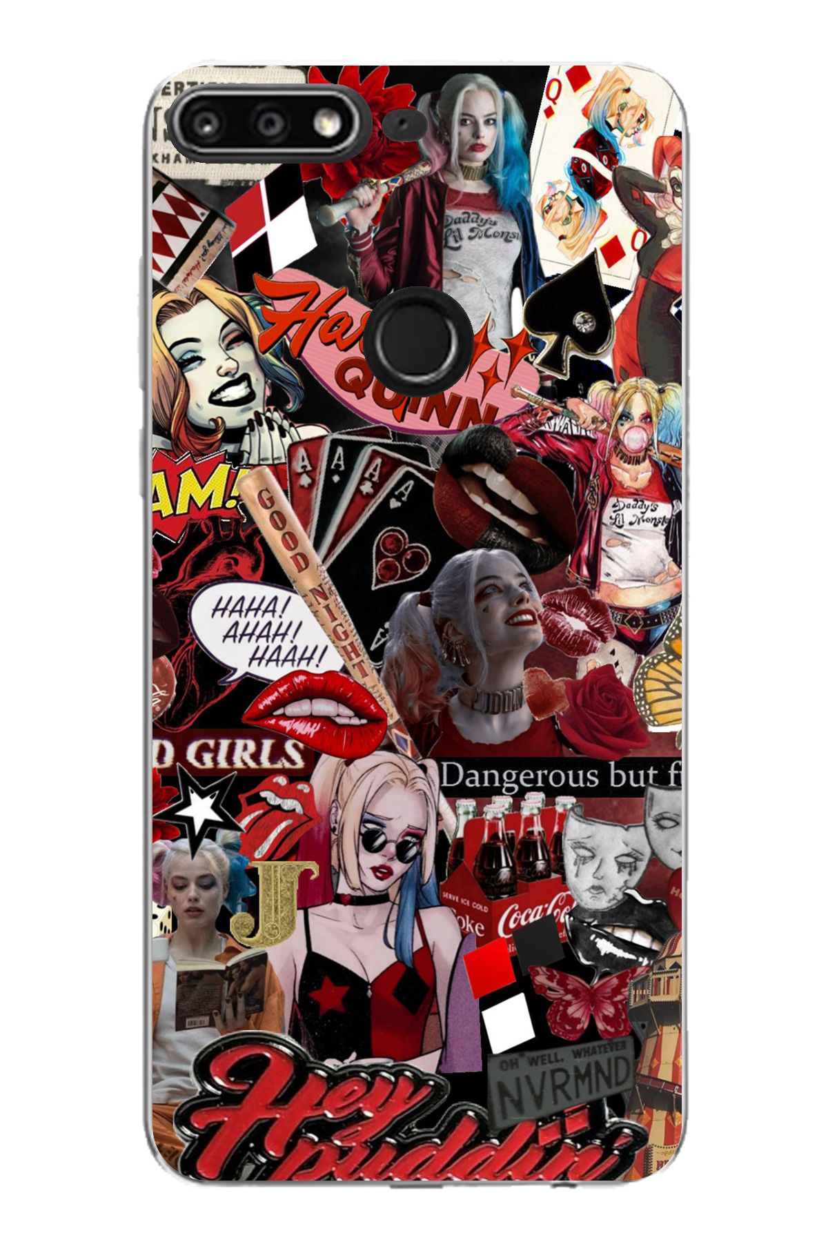 TechTree Huawei Y7 2018 - Honor 7C Uyumlu Harley Quinn Şeffaf Silikon Kılıf