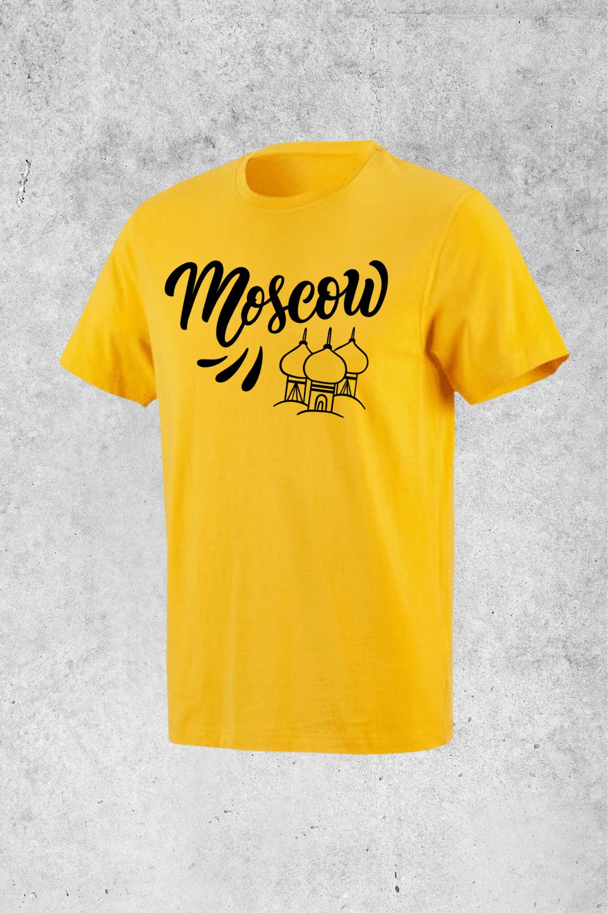 MOLICO Basic unisex sıfır yaka kısa kollu Moscow baskılı tshirt