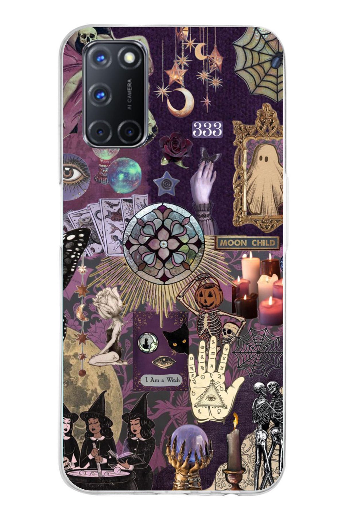 TechTree OPPO A52 - A72 - A92 Uyumlu Hallowen Cadılar Astroloji Şeffaf Silikon Kılıf
