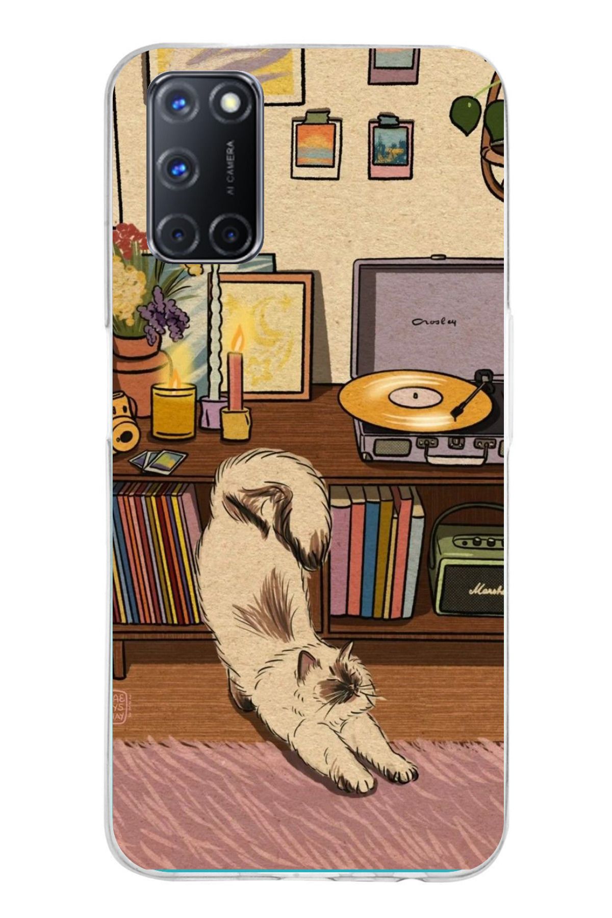 TechTree OPPO A52 - A72 - A92 Uyumlu Nostaljik Köpek Tasarımlı Şeffaf Silikon Kılıf