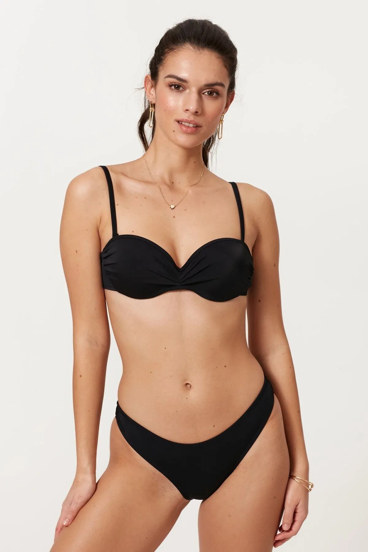 Pierre Cardin siyah askılı yada askısız kullanım bikini takımı