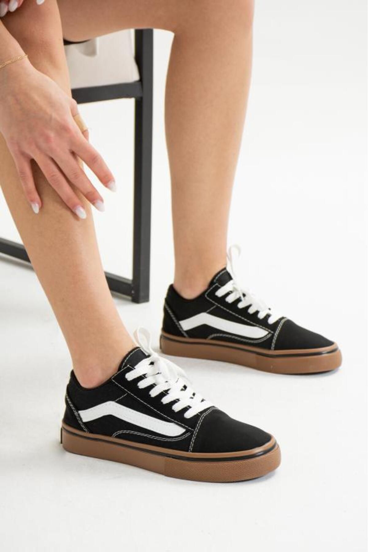 Ayax-Schwarze (braune Sohle) lässige Damen-Sneaker 2