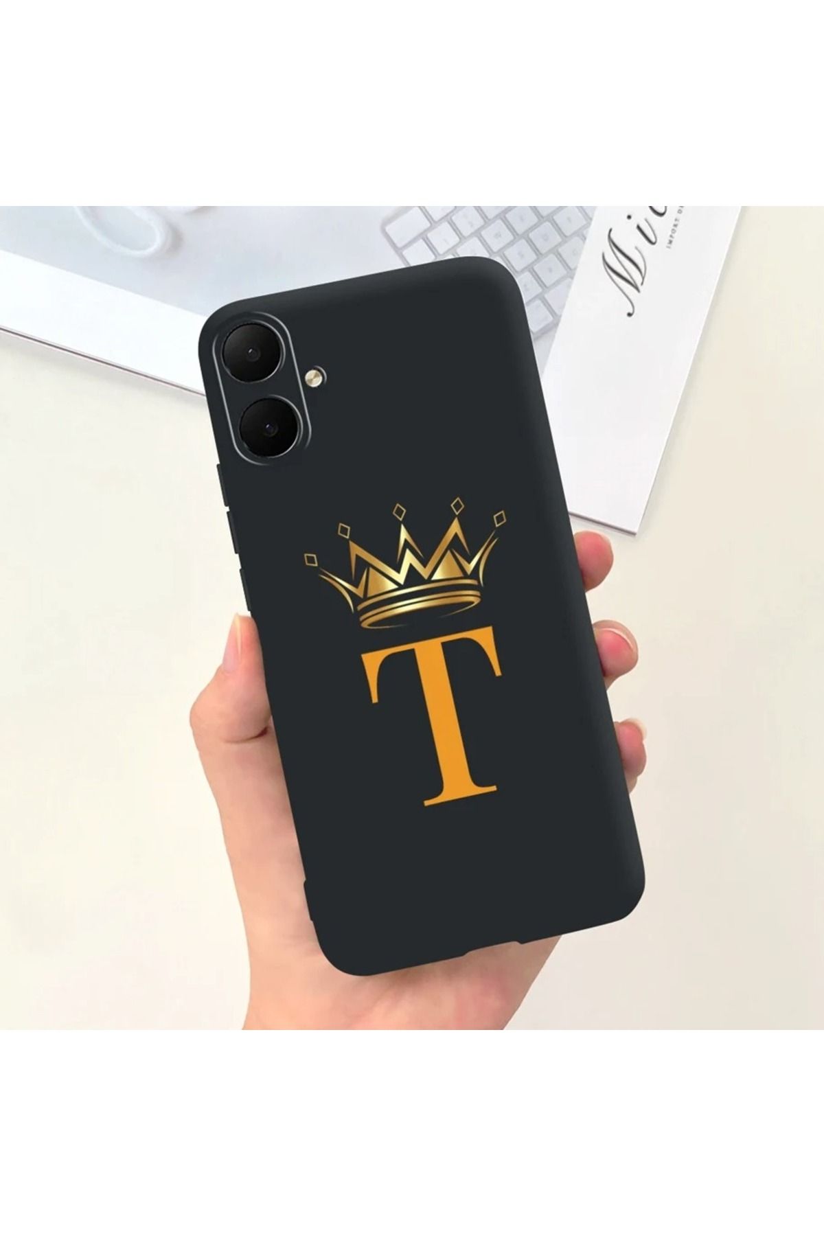 Rotaks Omix X3 Uyumlu Harfli Taç Baskılı Kişiye Özel Silikon Telefon Kılıfı - T