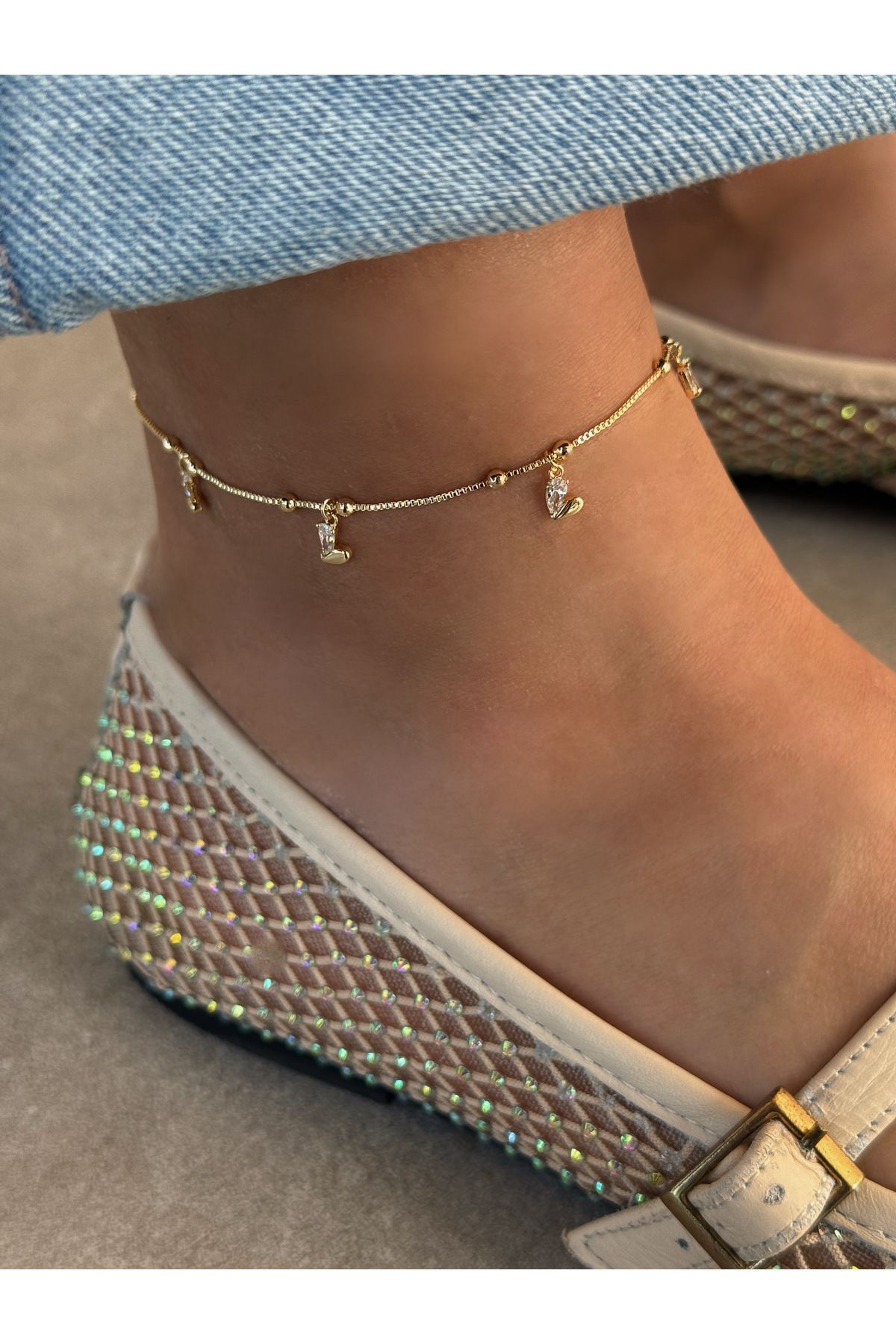 HeyYou Jewelry Zirkon kalp sallantılı halhal