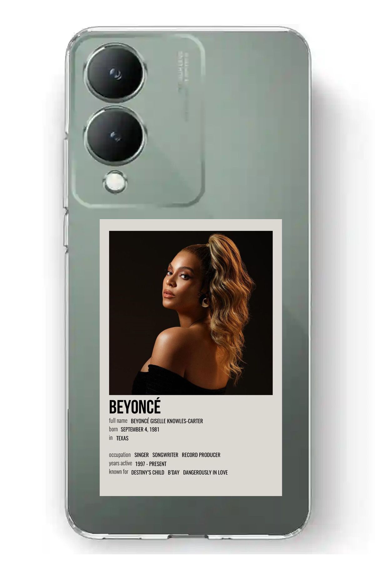 TechTree Vivo Y17S Uyumlu Beyonce Poster Şeffaf Silikon Kılıf