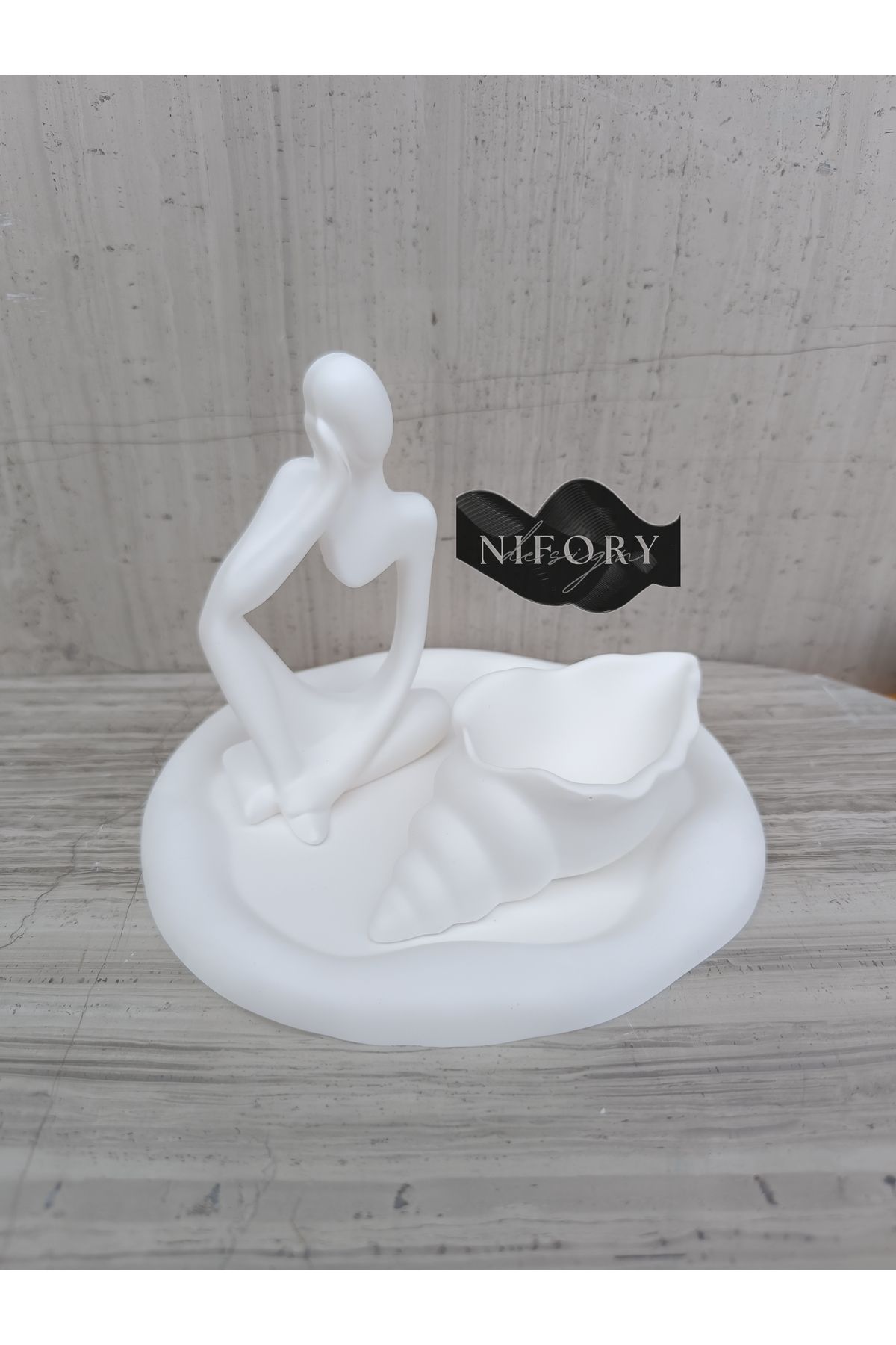 Nifory 520-N0101 Dekoratif Beton Sunum Aksesuar Set Beton Biblo Organizer Takımı Çok Amaçlı Dekoratif Set
