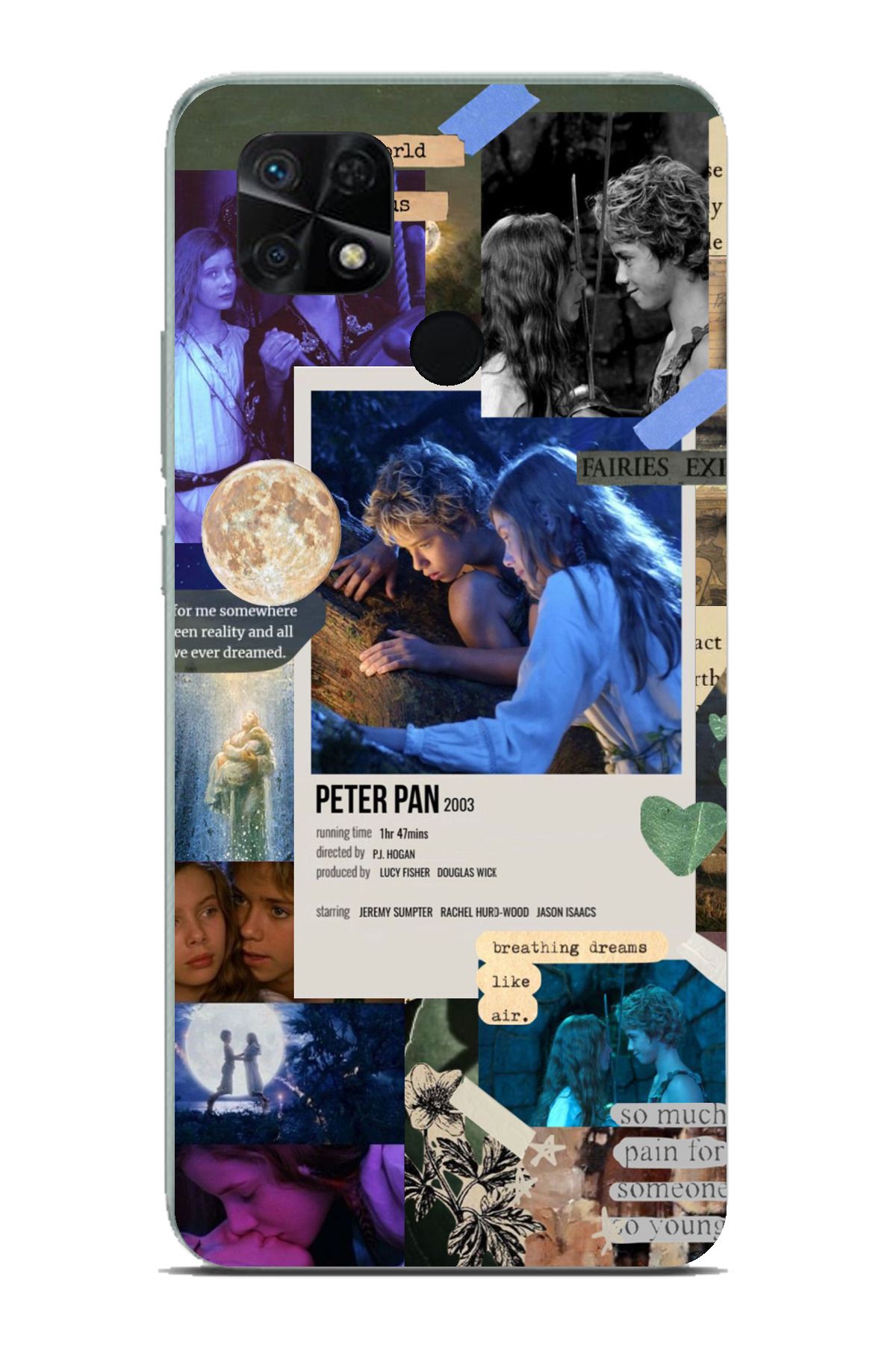 TechTree Redmi 10C - POCO C40 Uyumlu Peter Pan Çıkartma Tasarımlı Şeffaf Silikon Kılıf