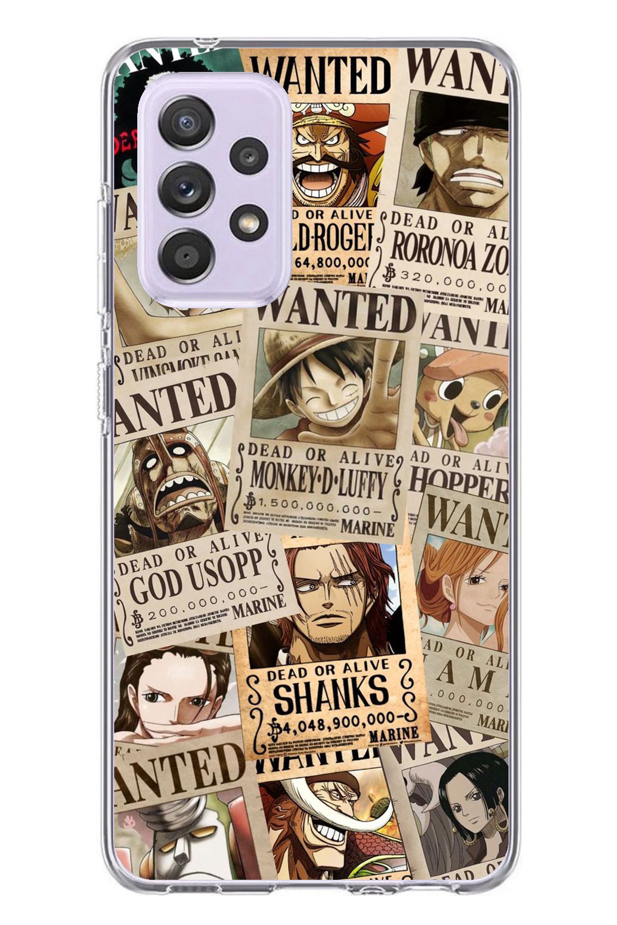 TechTree Galaxy A72 Uyumlu One Piece Gazete Tasarımlı Şeffaf Silikon Kılıf