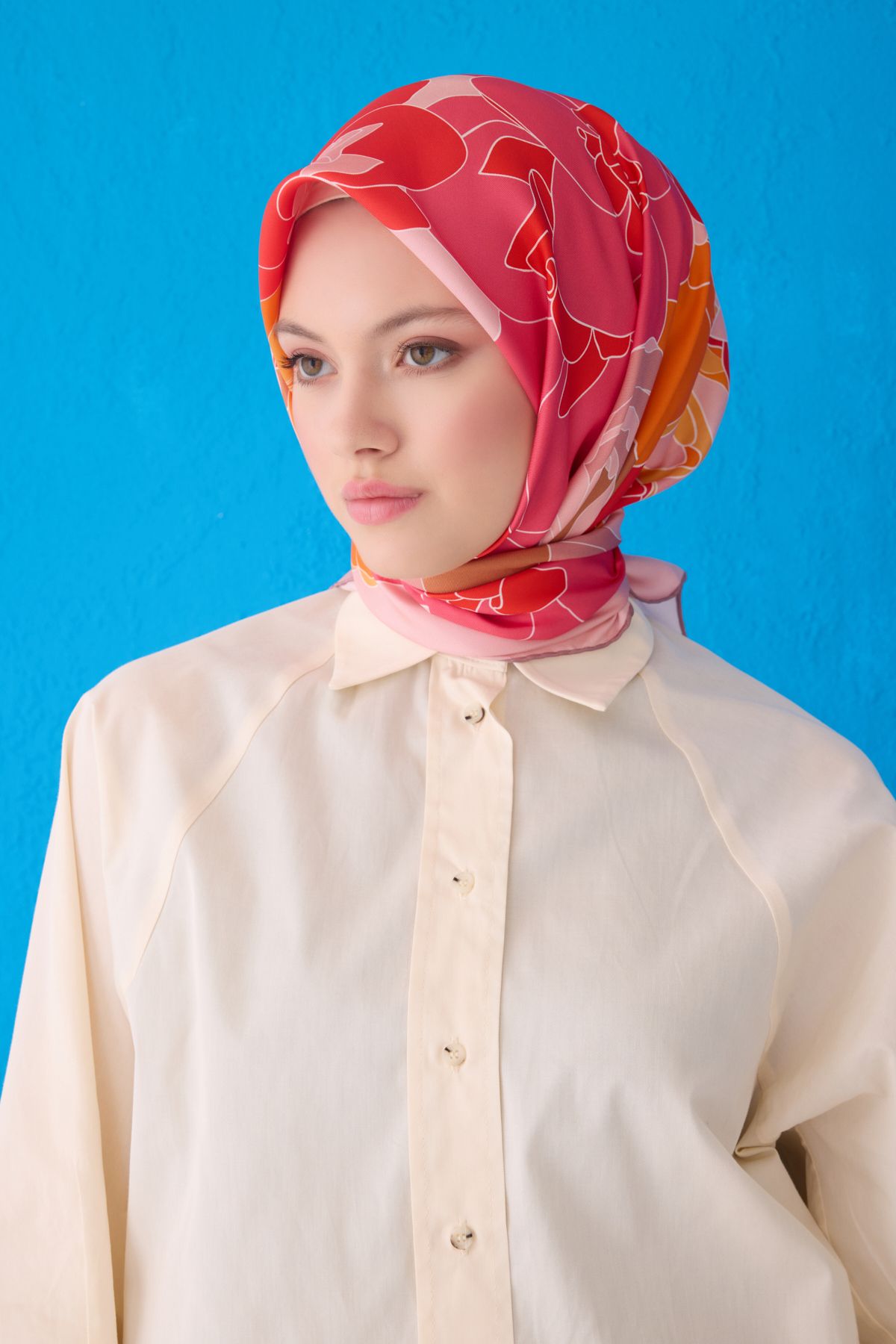 Belli Twill İpek Eşarp Pembe 4127-35