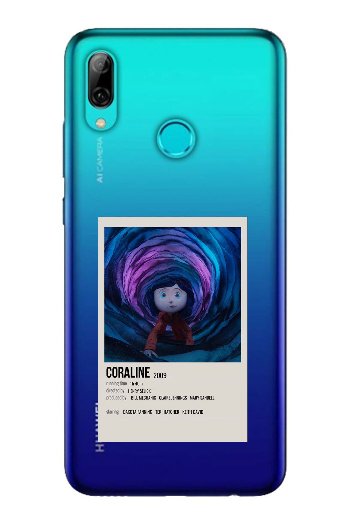 TechTree Huawei P Smart 2019 Uyumlu Coraline - Koralin ve Gizli Dünya Tasarımlı Şeffaf Silikon Kılıf