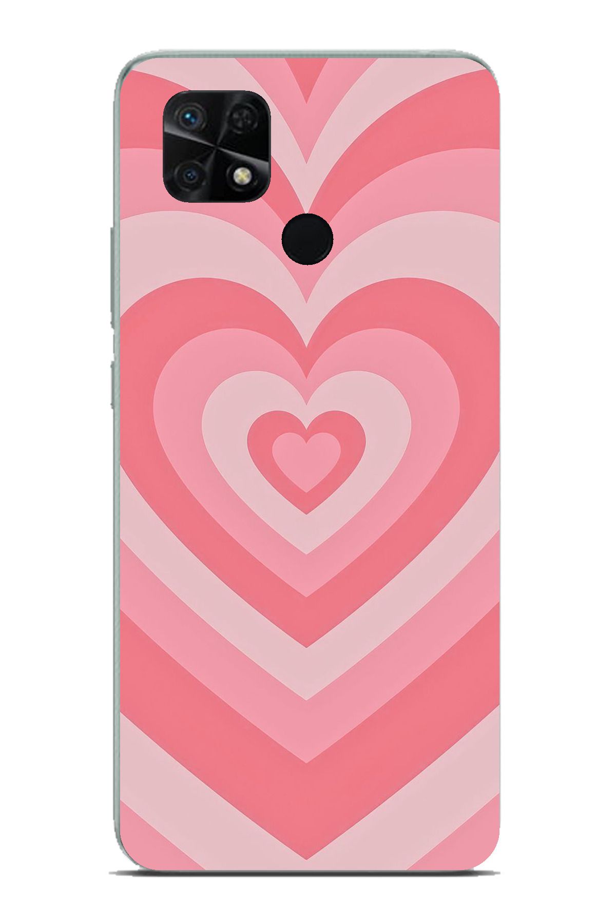 TechTree Redmi 10C - POCO C40 Uyumlu Pembe Kalpler Şeffaf Silikon Kılıf
