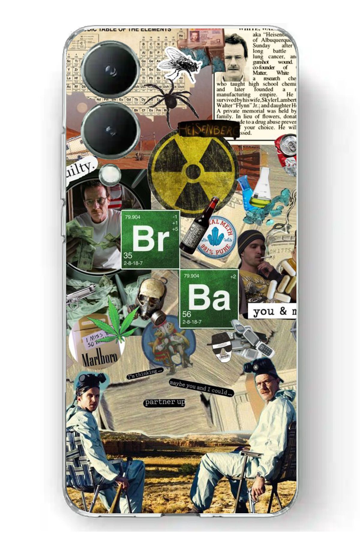 TechTree Vivo Y17S Uyumlu Breaking Bad Kolaj Şeffaf Silikon Kılıf