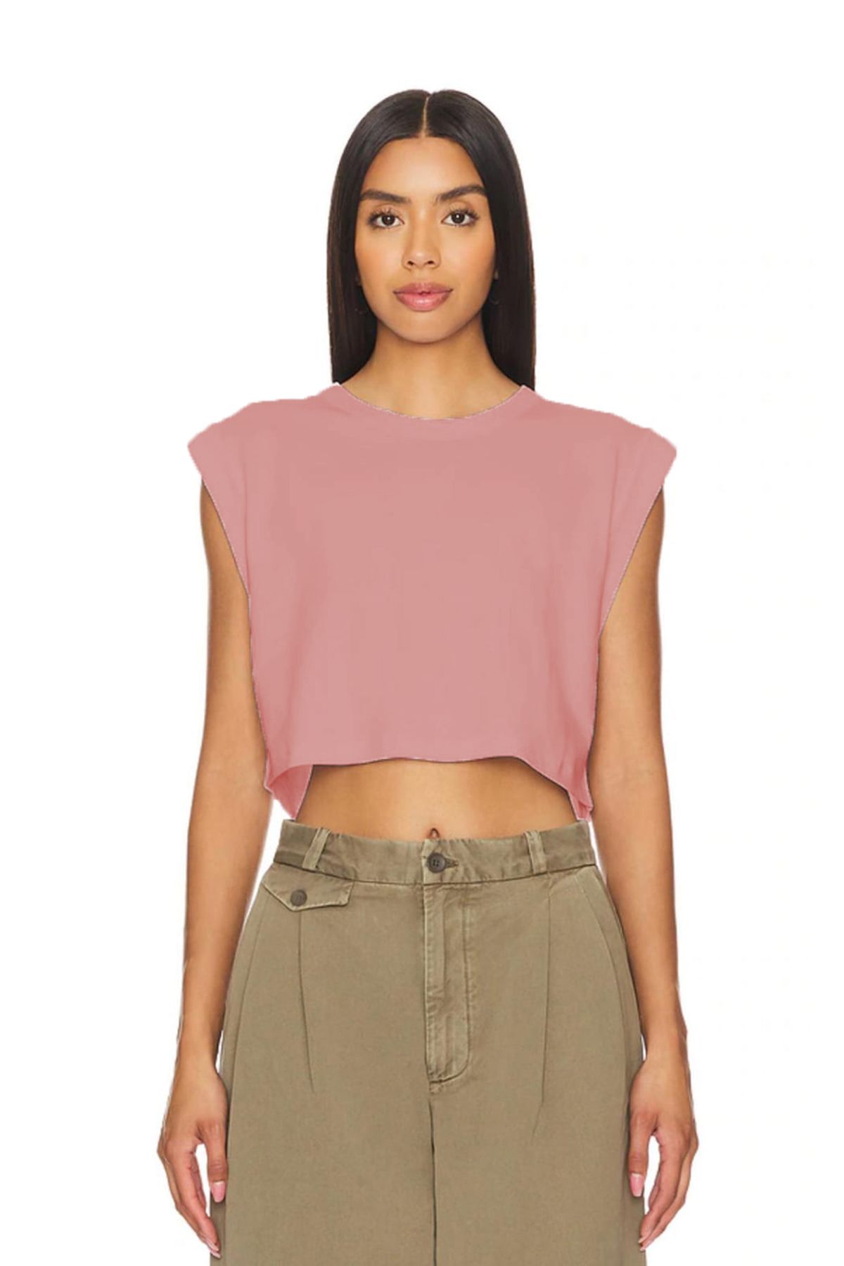 AFR CLOTHES KADIN ÇİFT KAT JARSE KUMAŞ VATKALI CROP TOP