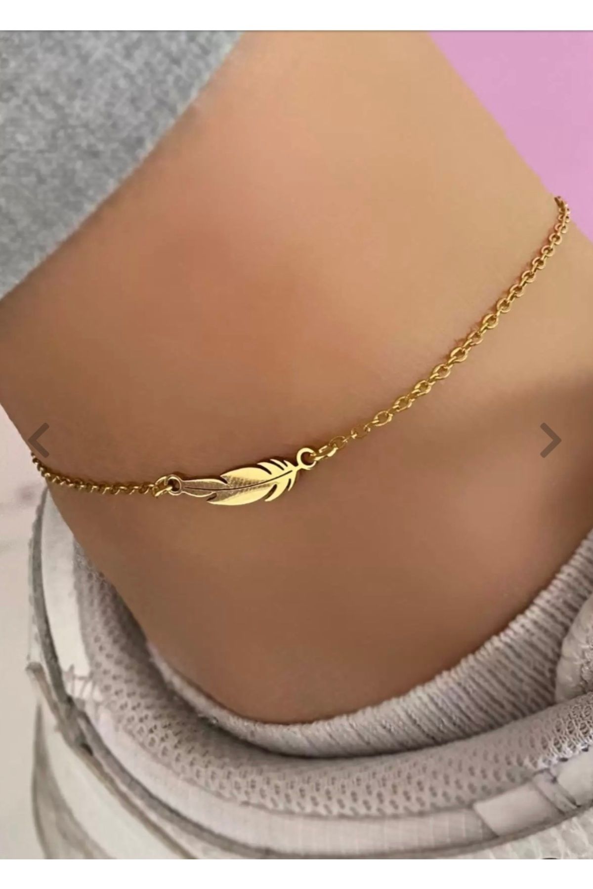 Meri Yaprak detay gold çelik halhal