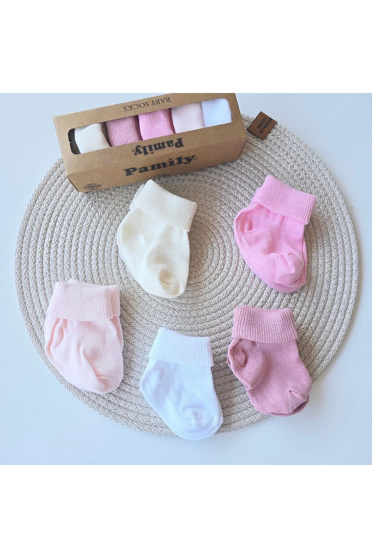 BEBEYOGİ Bebek çorap kutulu set pembe 5li 0-6 ay