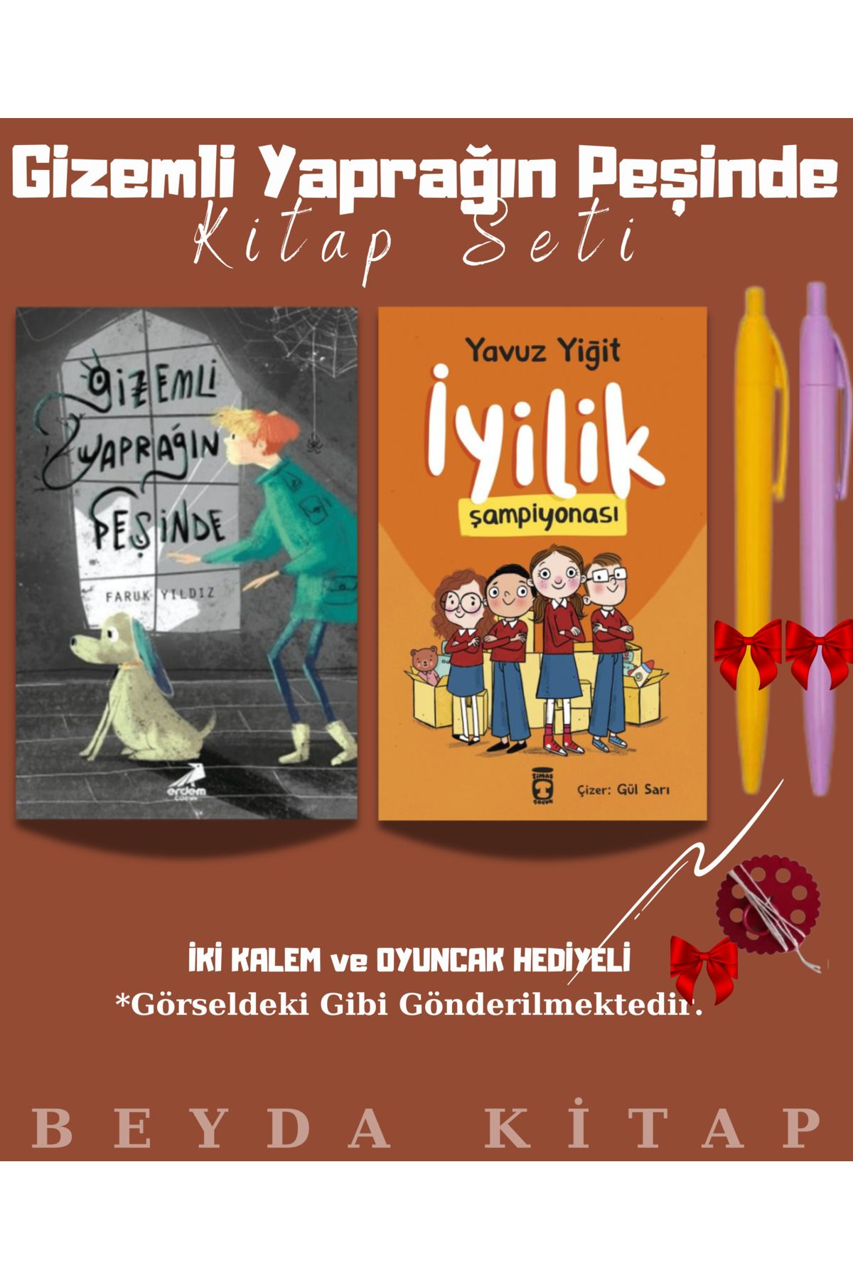 Erdem Yayınları Gizemli Yaprağın Peşinde - İyilik Şampiyonası - Kalem ve Oyuncak Hediyeli Kitap Seti
