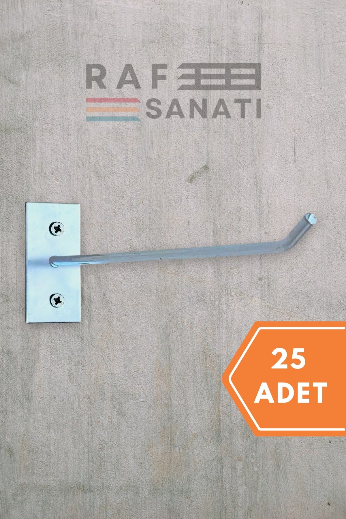 Raf Sanatı 25 Adet Duvar Kancası 10 Cm Duvar ve Suntaya Monte Askı Vidalı Kanca Raf Kancası Raf Askısı Aksesuar