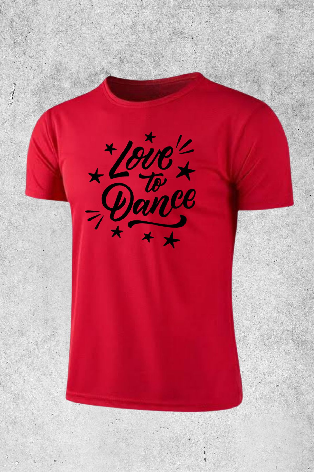 MOLICO Basic unisex sıfır yaka kısa kollu love the dance baskılı tshirt