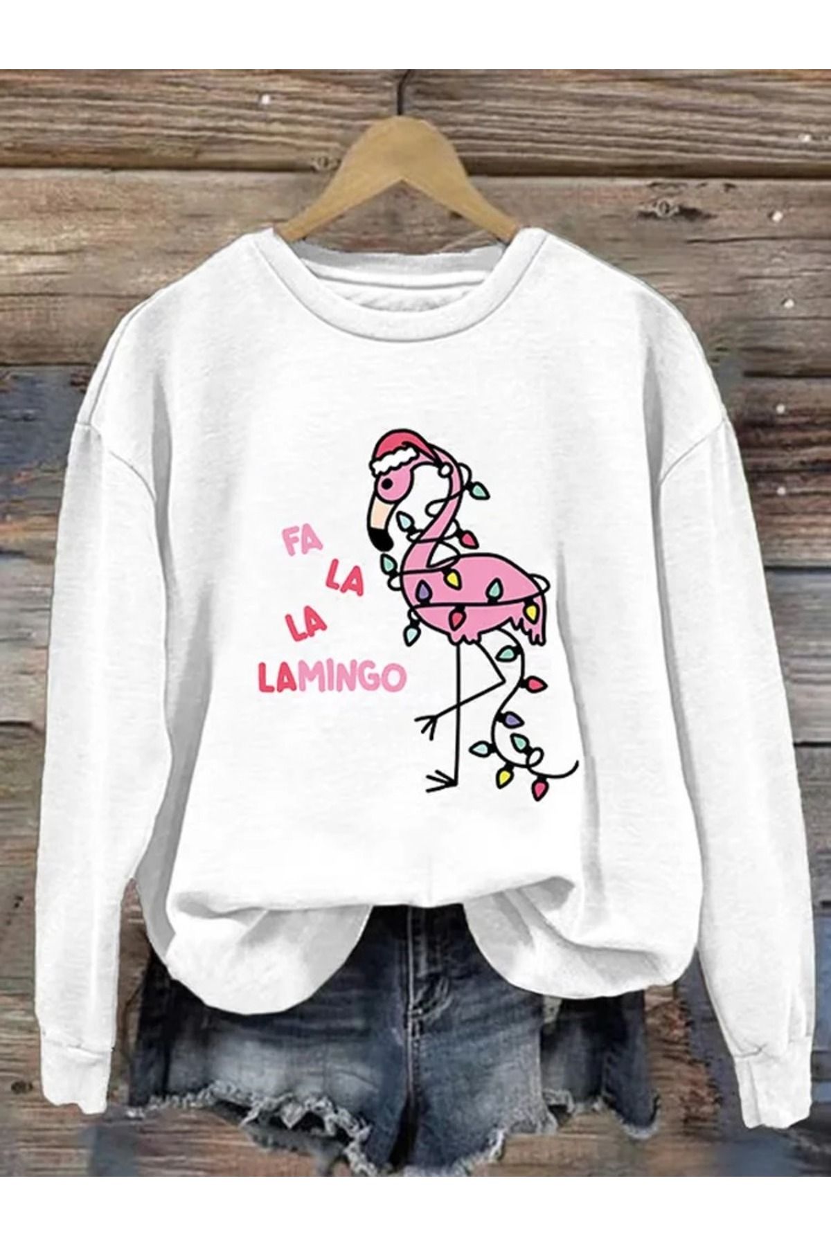 aynewmoda Hayvan Desenli Uzun Kollu Yuvarlak Yaka Tişört