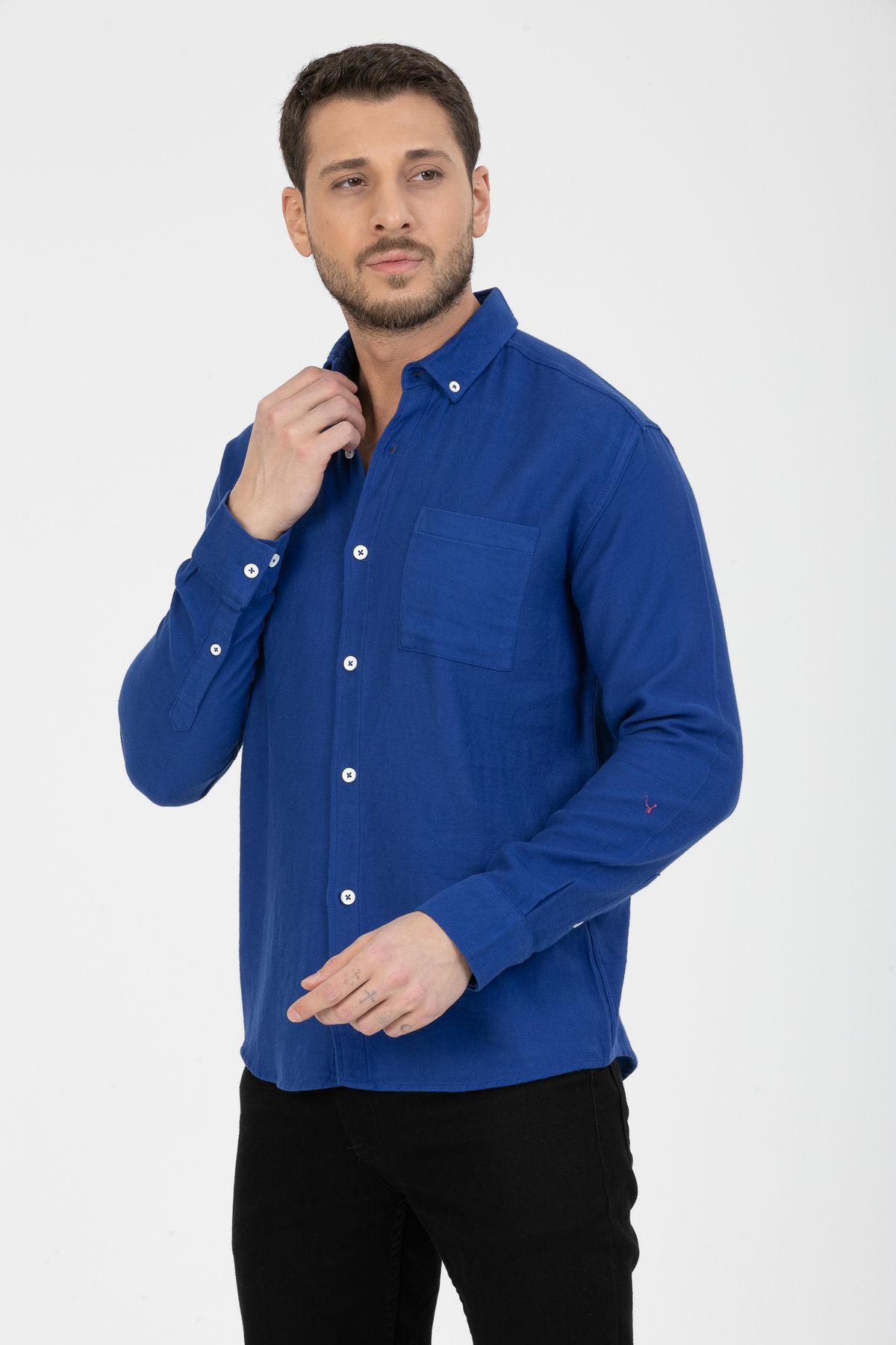 Klothy Erkek Pamuklu Yıkamalı Regular Fit Gömlek 2592