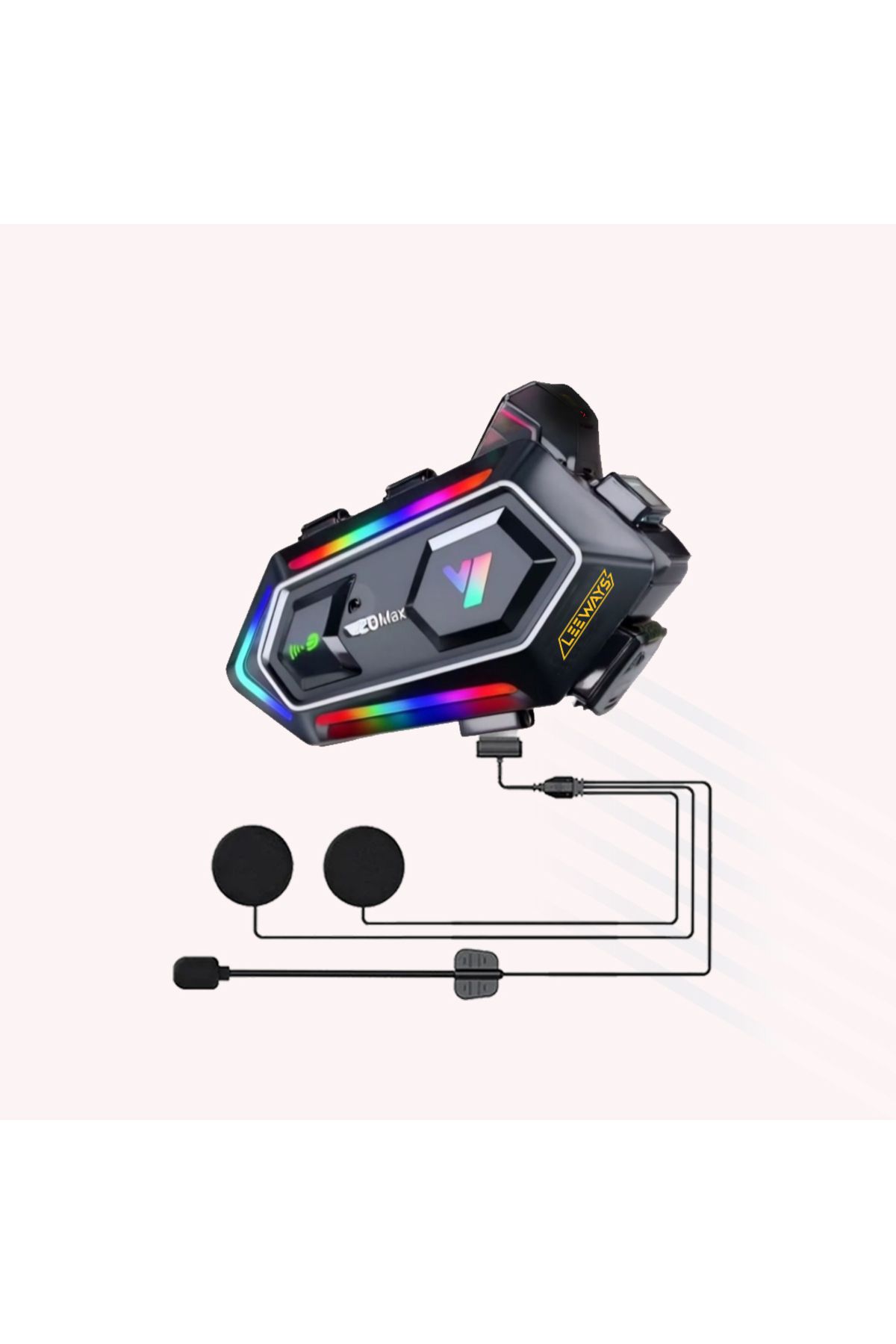 leeways Y20 Max Motorsiklet Intercom Su Geçirmez Kask 2 Kişi Telsiz Bağlantılı Intercom Rgb Intercom