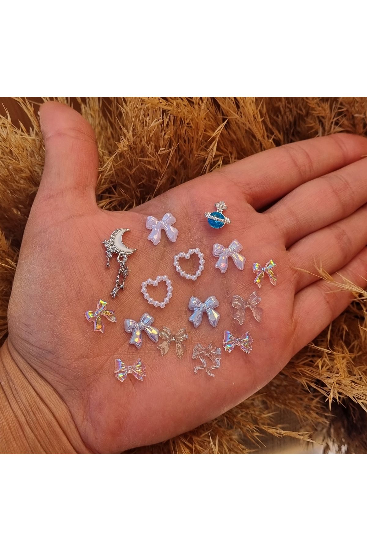 one cat charm Tırnak Charm Tırnak Süsleme Nail Art Kawaii Y2k Gökyüzü 15 Adet Karışık