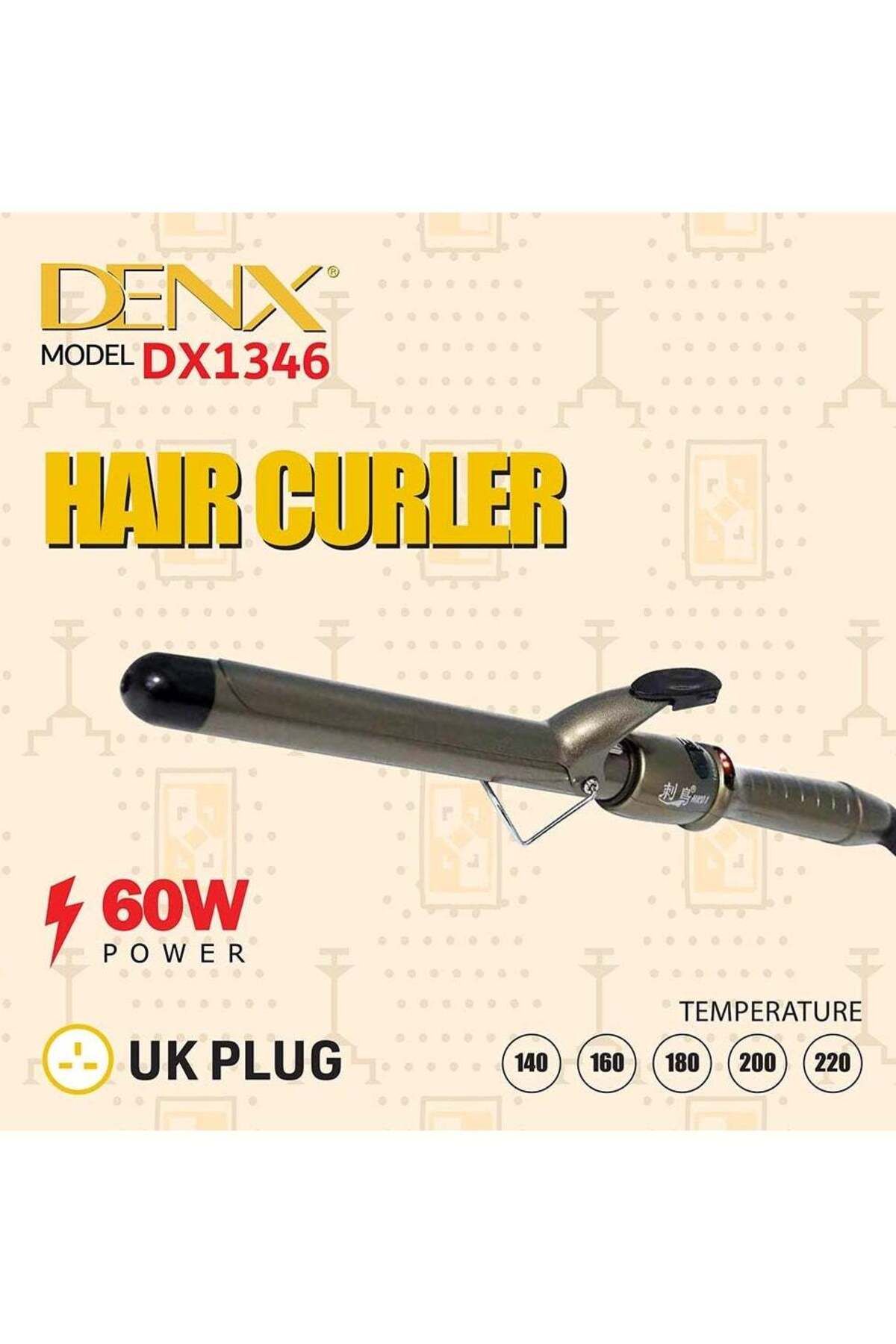 Denx-مكواة تجعيد الشعر بقوة 60 واط ودرجة حرارة تصل إلى 220 درجة من دينكس متعدد الألوان 2