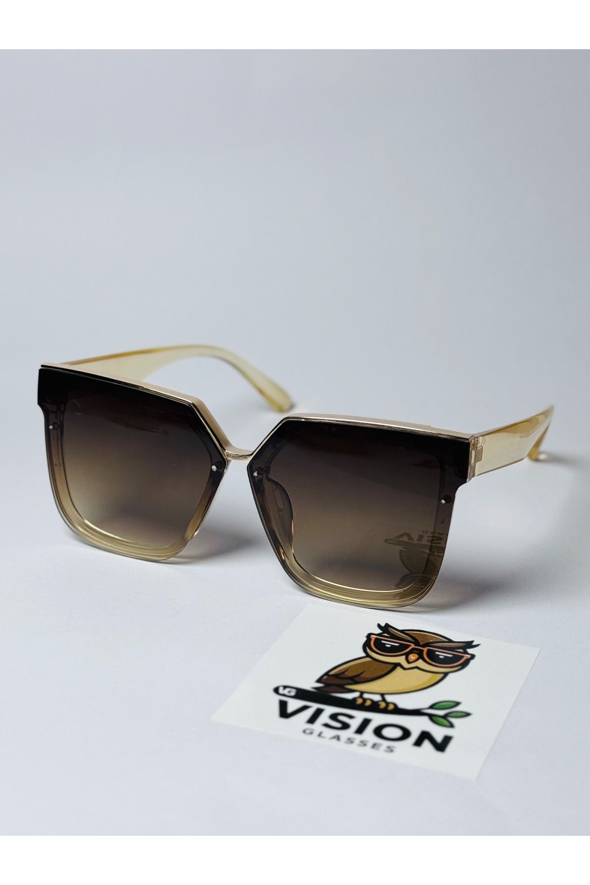 VG VISION GLASSES Dark Mirage Kahverengi Kadın Köşeli Güneş Gözlüğü