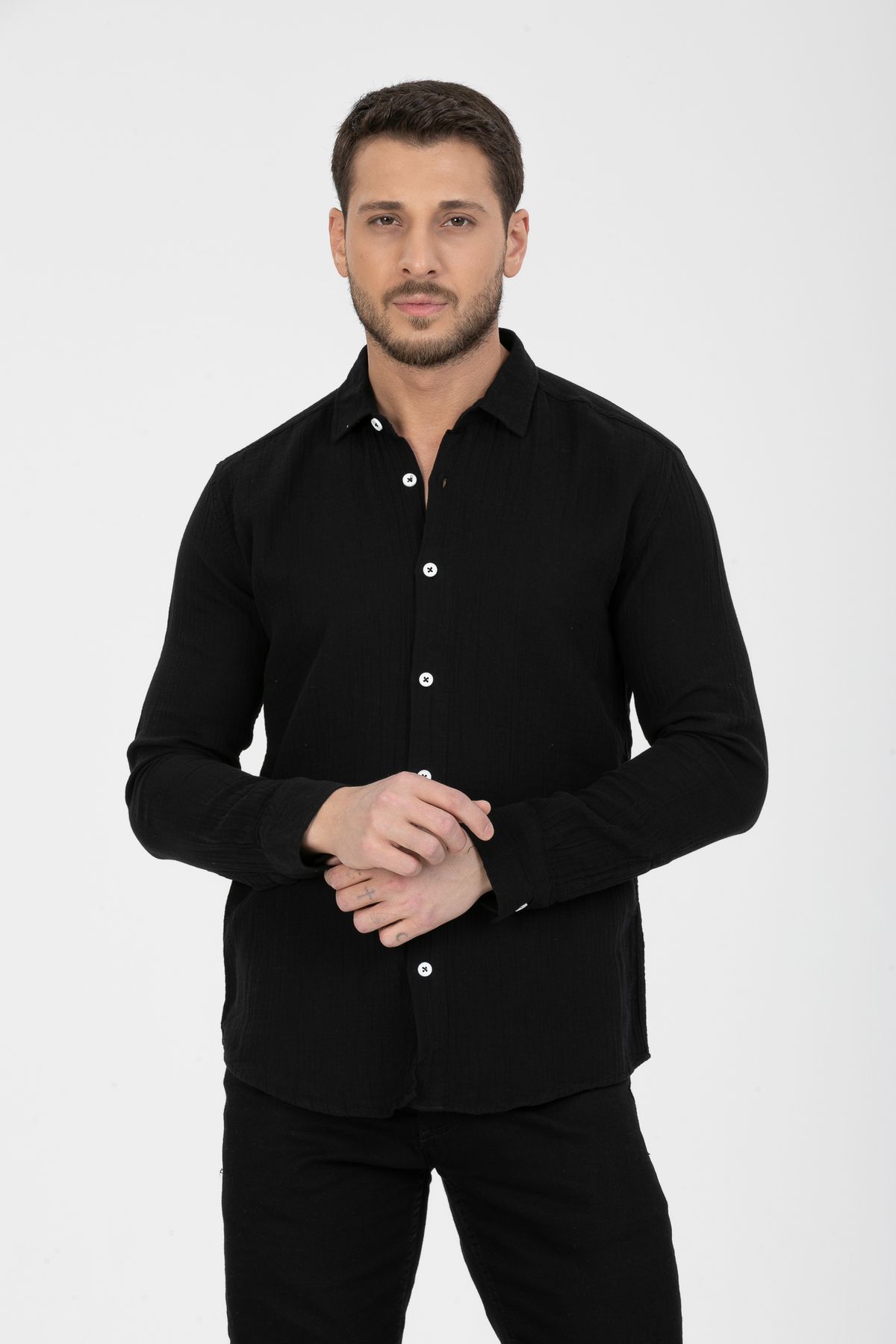 Klothy Erkek Uzun Kol Regular Fit Müslin Gömlek 2595
