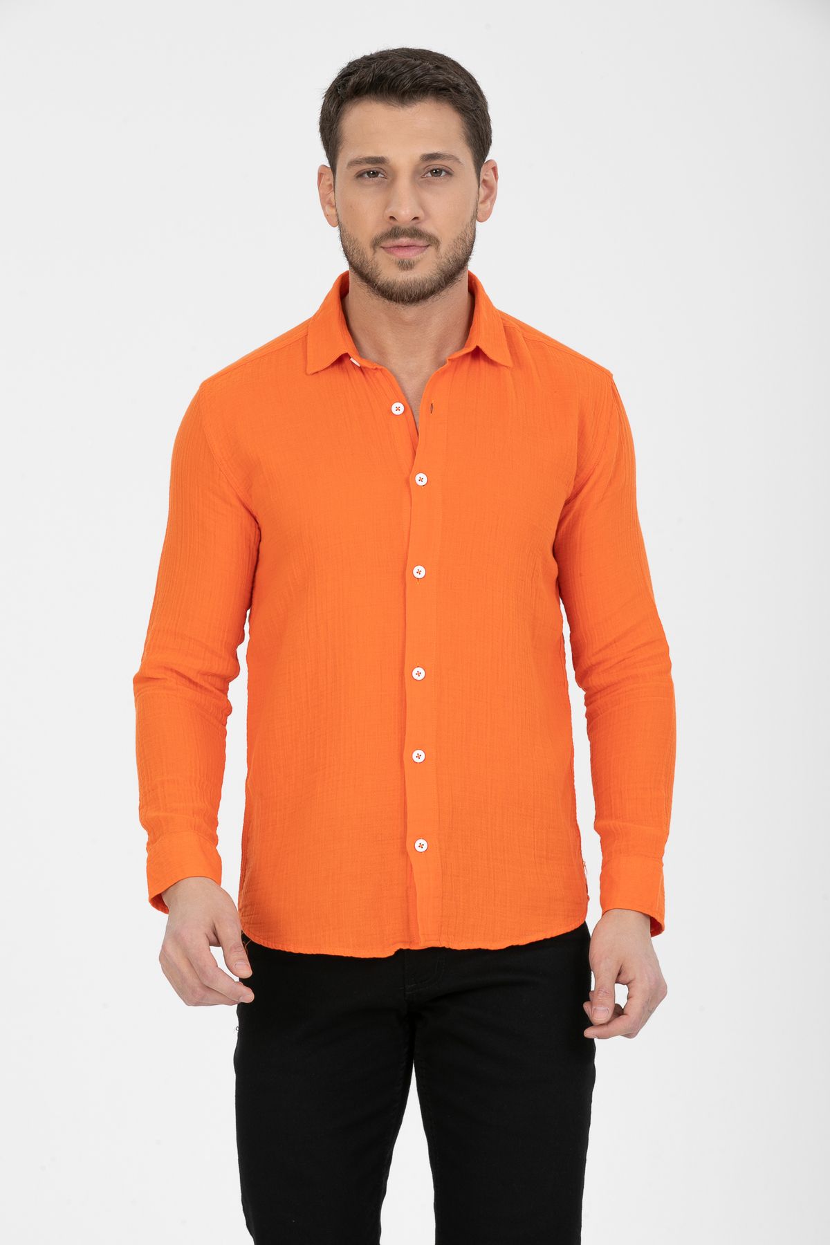 Klothy Erkek Uzun Kol Regular Fit Müslin Gömlek 2595