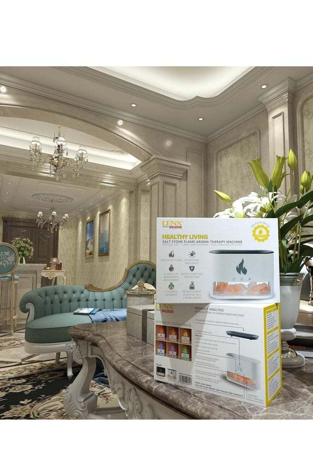 Denx-مرطب هواء معطر، مرطب هواء على شكل نار، ناشر هواء بتأثير لهب ملح الهيمالايا 6