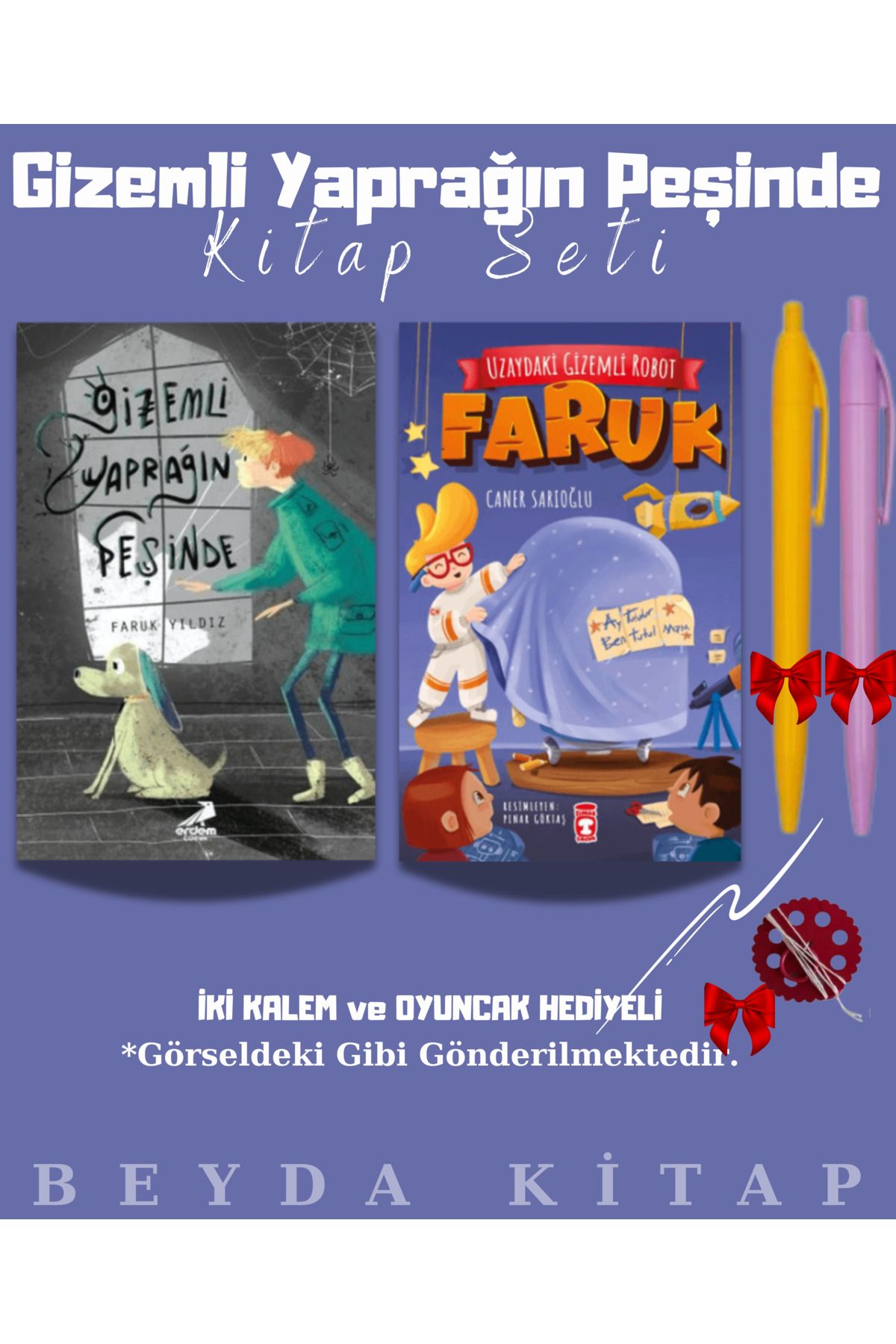 Erdem Yayınları Gizemli Yaprağın Peşinde - Uzaydaki Gizemli Robot - Kalem ve Oyuncak Hediyeli Kitap Seti