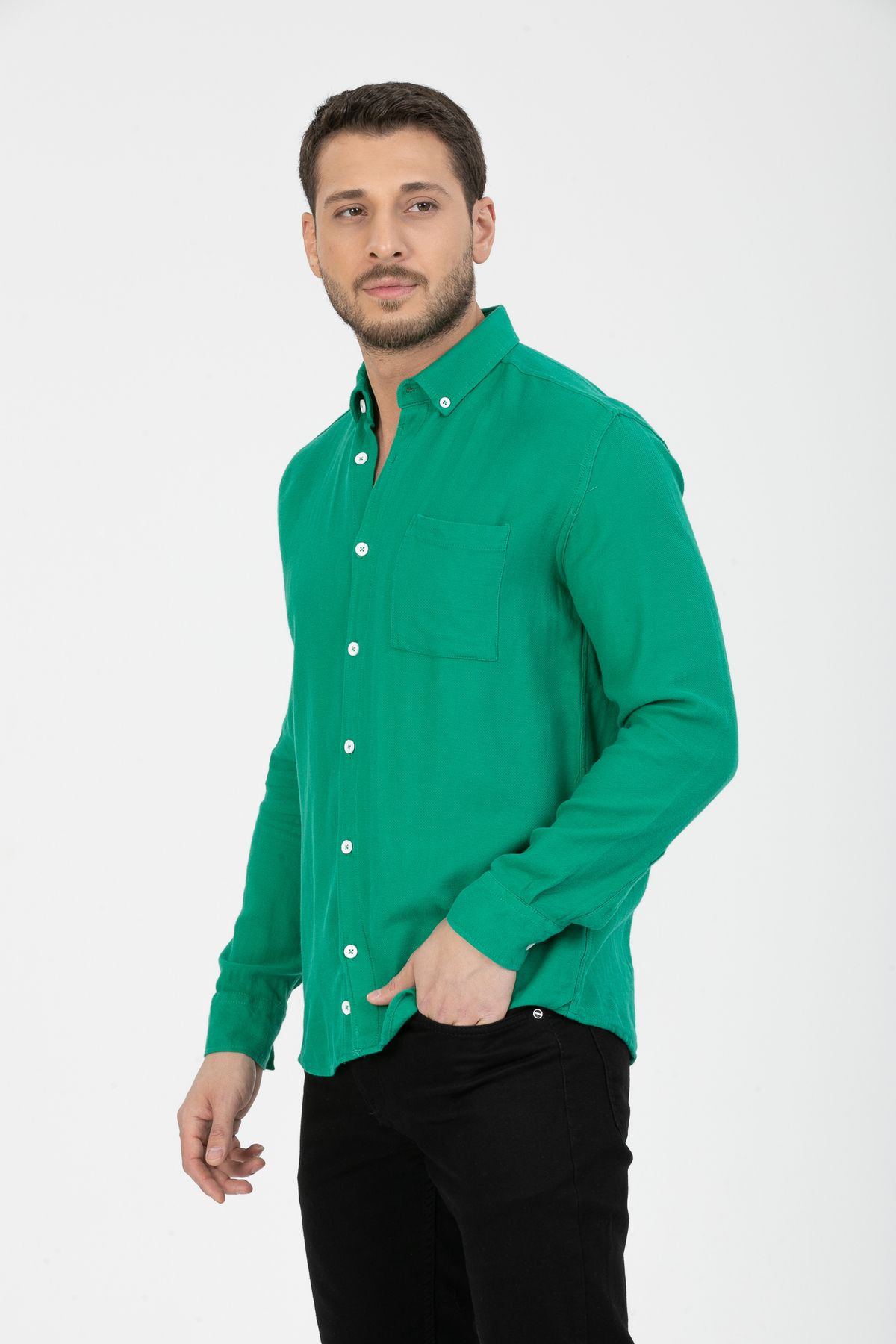 Klothy Erkek Pamuklu Yıkamalı Regular Fit Gömlek 2592