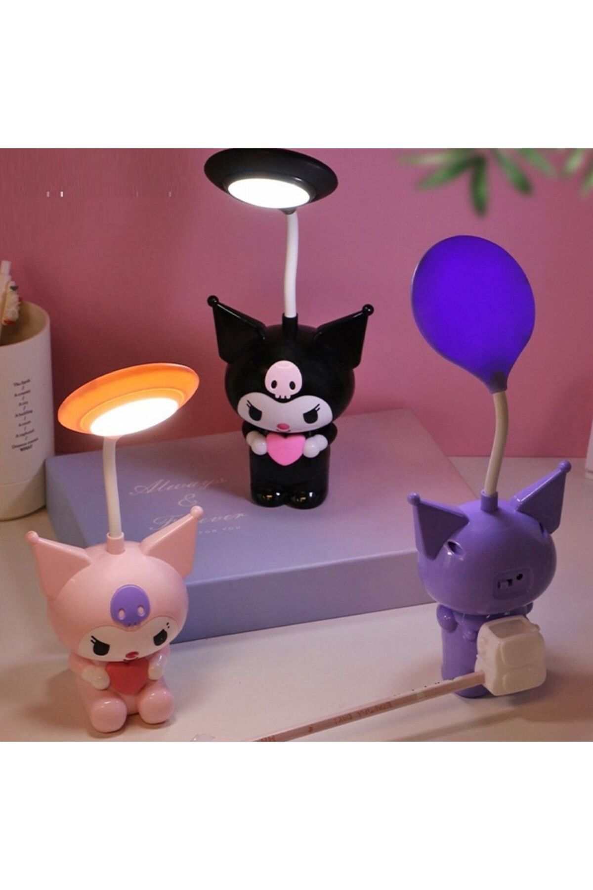 Çılgıntrend Sanrio Kawai Kuromi Led Şarzlı Çocuk Odası Masa Lambası