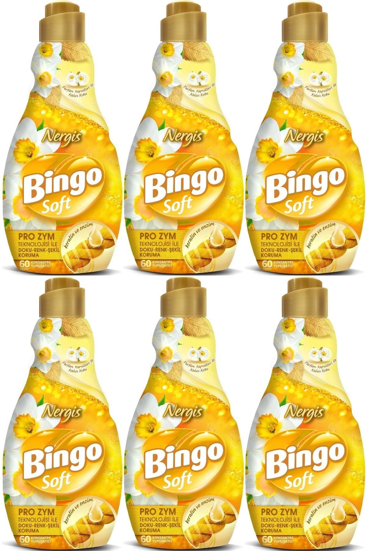 Bingo Soft Çamaşır Yumuşatıcı Konsantre 1440ML Nergis (6 Lı Set)