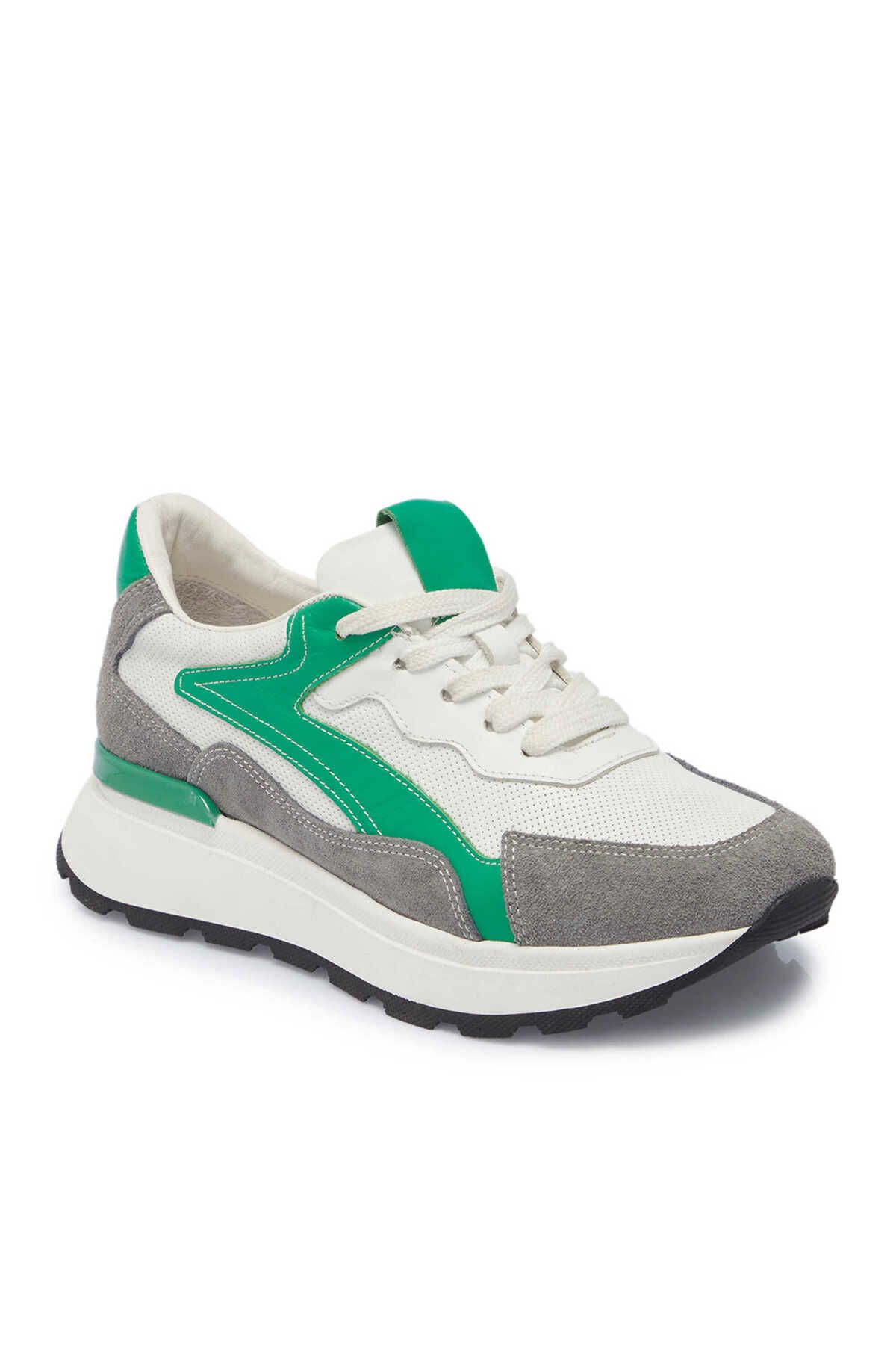 Tergan Yeşil Deri-Tekstil Kadın Sneaker - K24I1AY67111-Q5Z