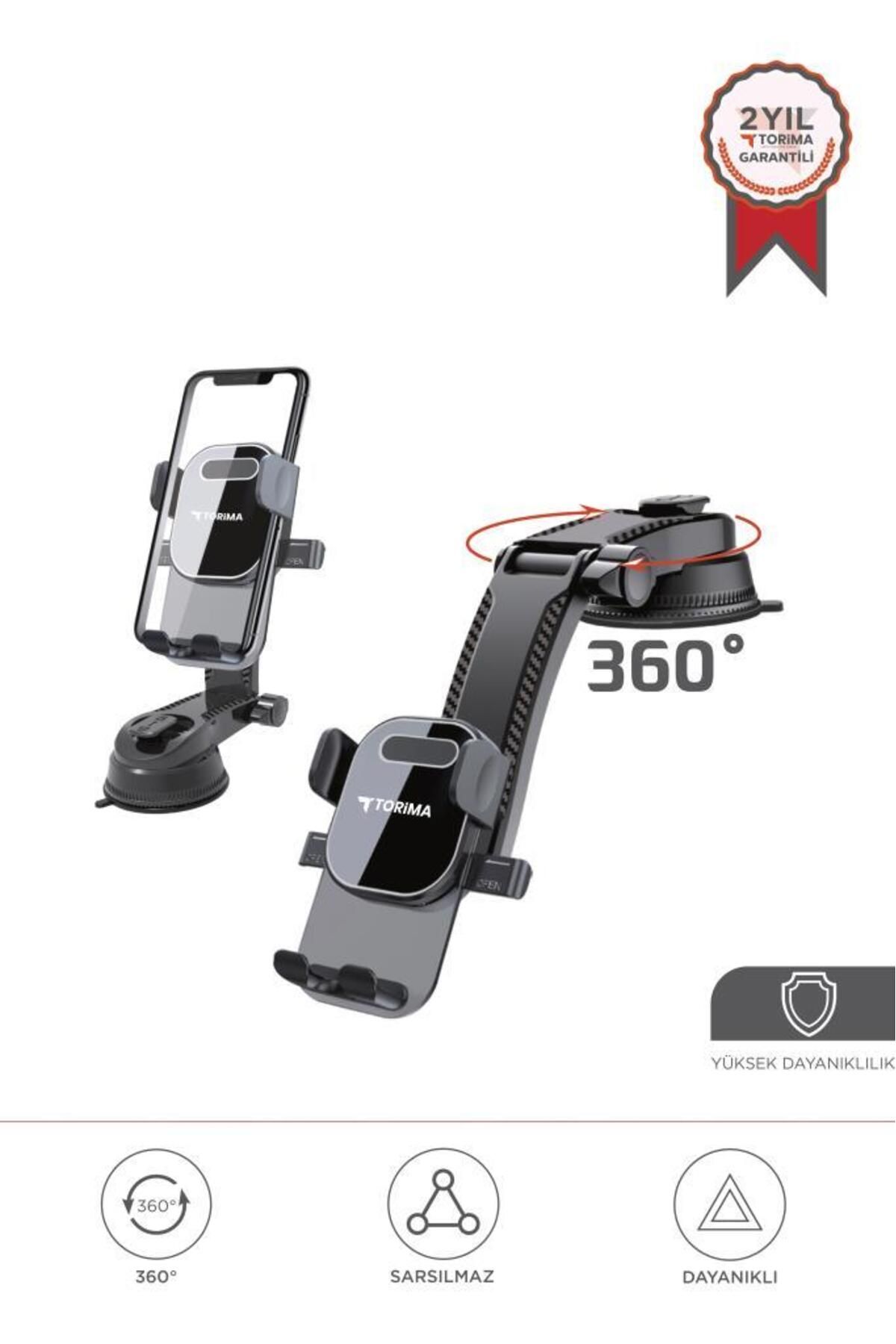 Torima JX-048 Siyah Araç İçi Vantuzlu 360 Derece Telefon Tutucu