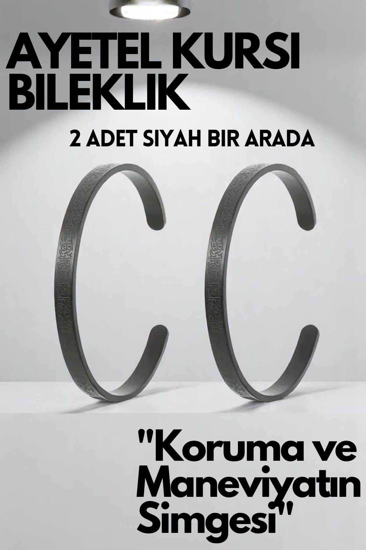 KT AKSESUAR Ayetel Kürsi Yazılı Bileklik Paslanmaz Çelik Ayarlanabilir Çift Erkek/Kadın Bileklik