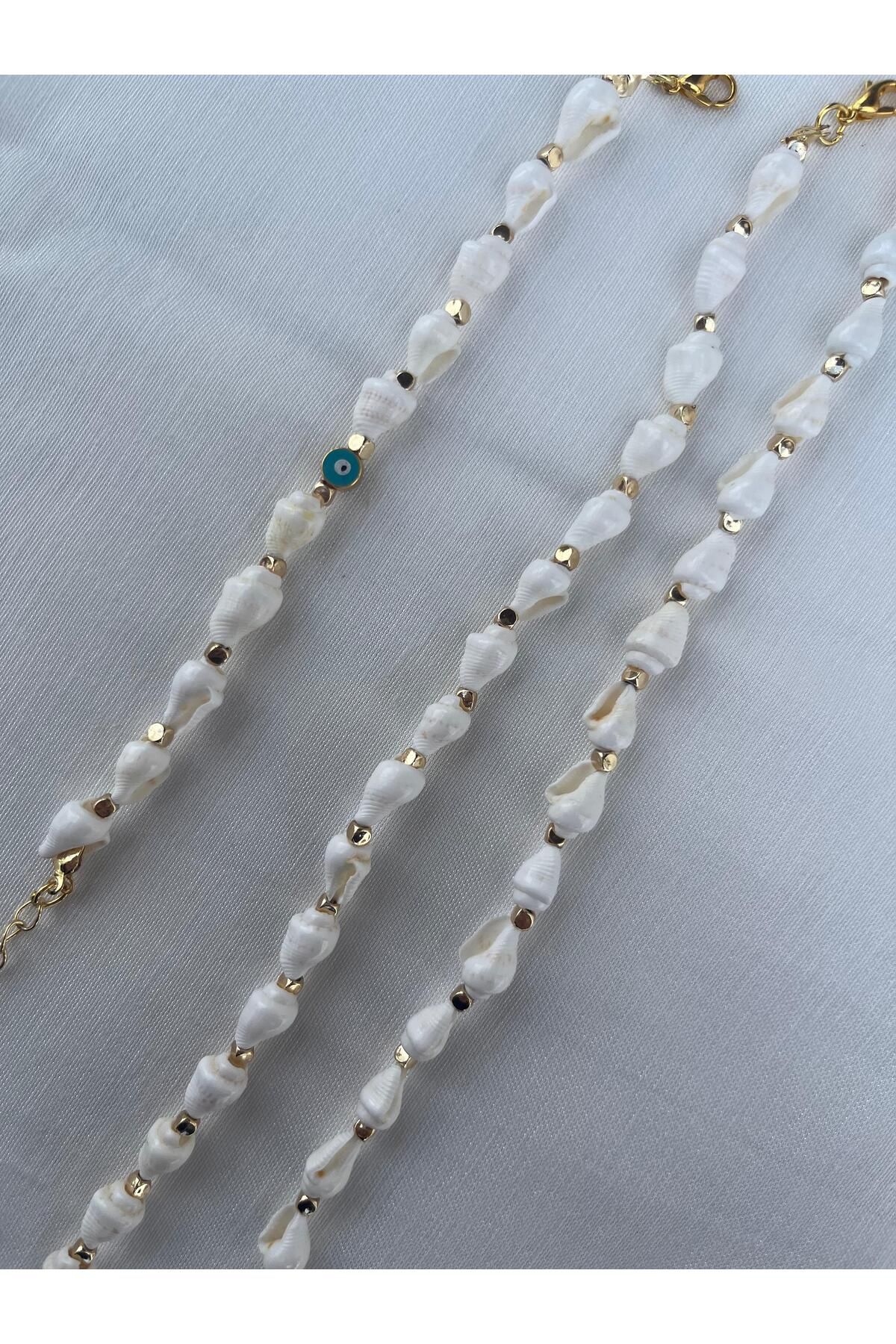 Store Deniz Kabuğu Kolye , Deniz Kabuğu Bileklik Set