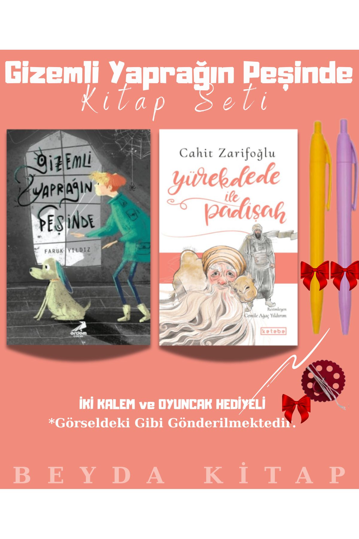 Erdem Yayınları Gizemli Yaprağın Peşinde - Yürekdede İle Padişah- Kalem ve Oyuncak Hediyeli Kitap Seti