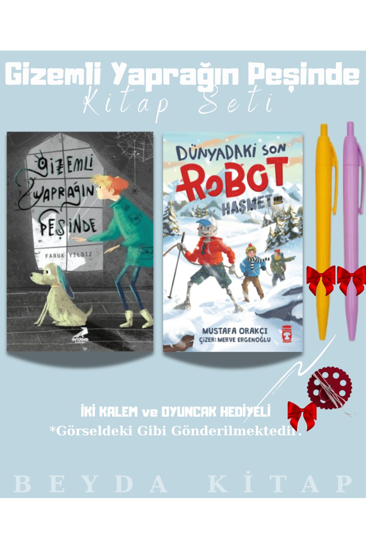 Erdem Yayınları Gizemli Yaprağın Peşinde - Dünyadaki Son Robot Haşmet - Kalem ve Oyuncak Hediyeli Kitap Seti