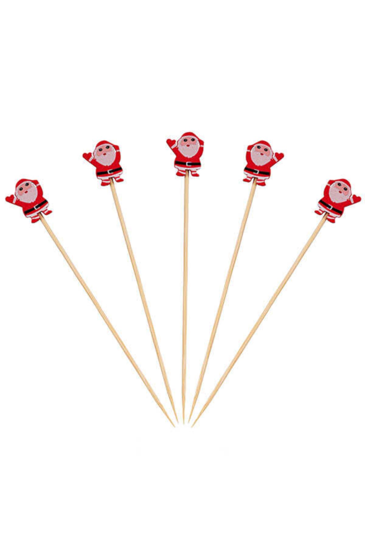 yuandong Bambu Kırmızı Kardan Adama 12 Cm Kürdan (50'li), Sunum Kürdanı