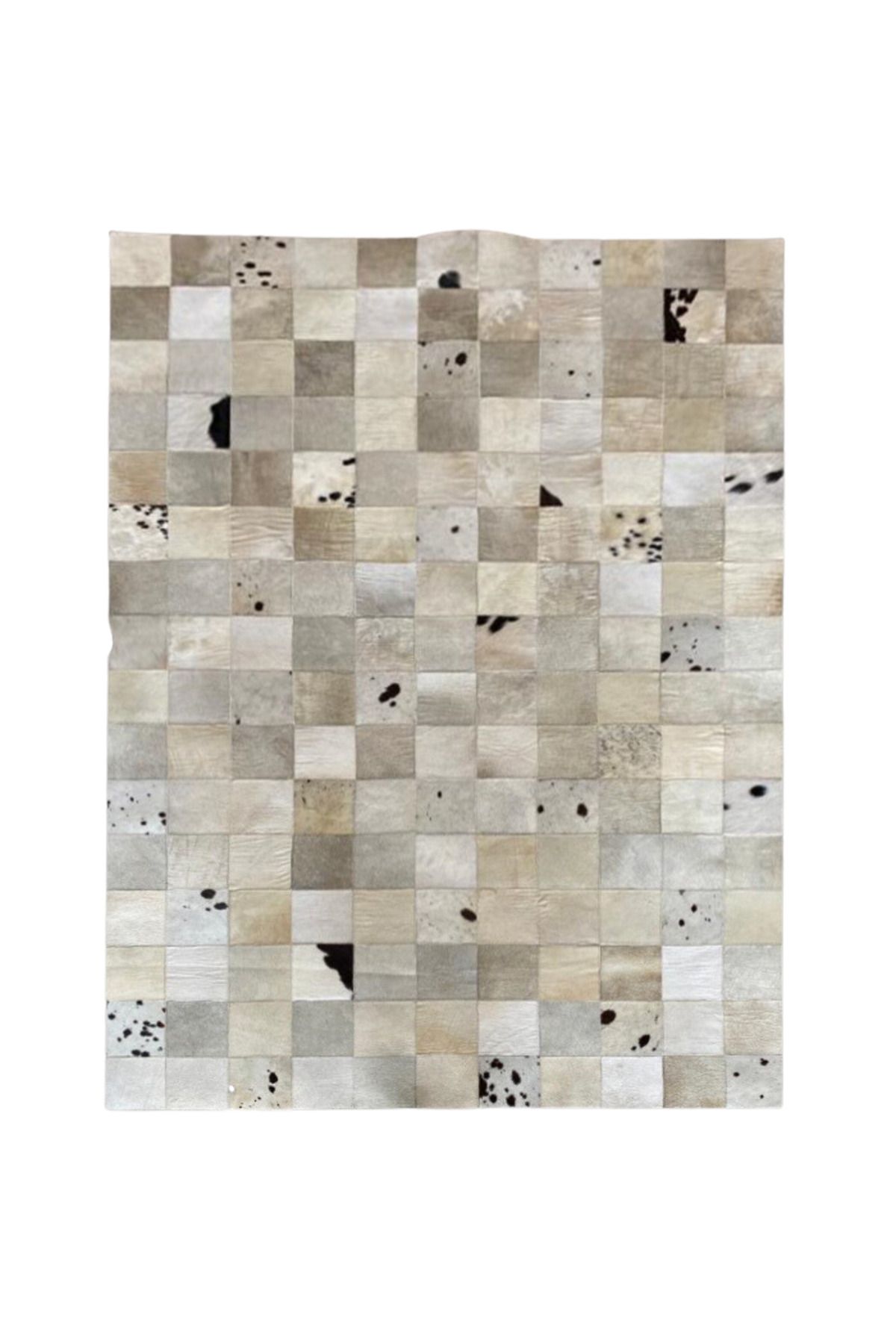 Grandhedefhalı Krem Rengi Patchwork Deri Halı