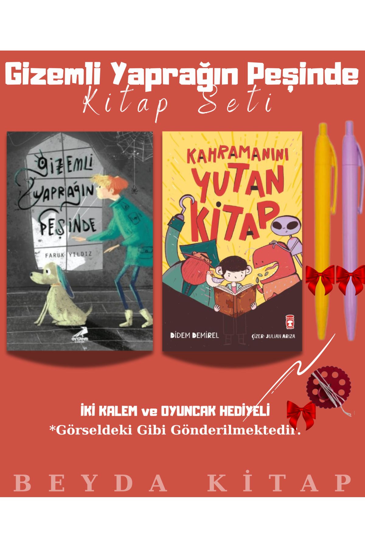 Erdem Yayınları Gizemli Yaprağın Peşinde - Kahramanını Yutan Kitap - Kalem ve Oyuncak Hediyeli Kitap Seti
