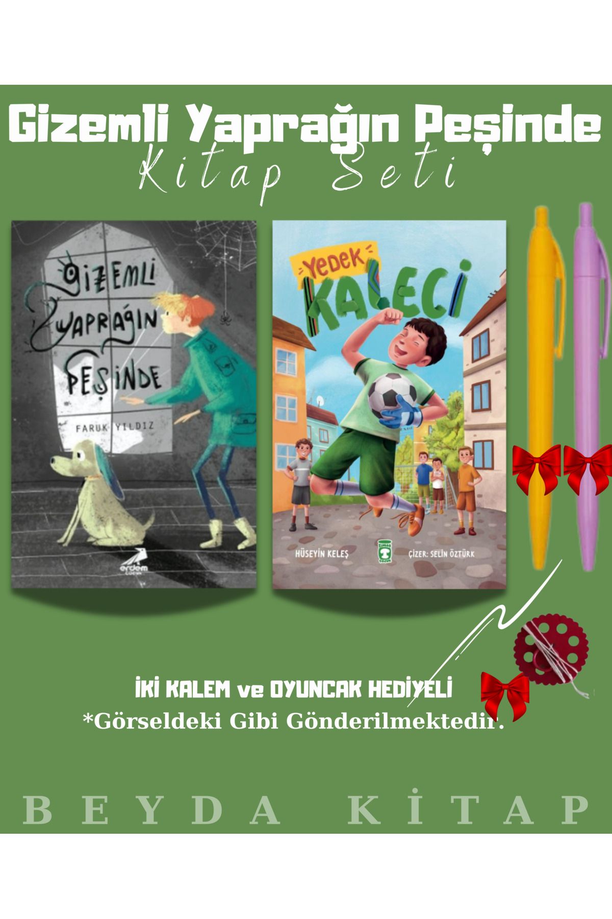 Erdem Yayınları Gizemli Yaprağın Peşinde - Yedek Kaleci - Kalem ve Oyuncak Hediyeli Kitap Seti