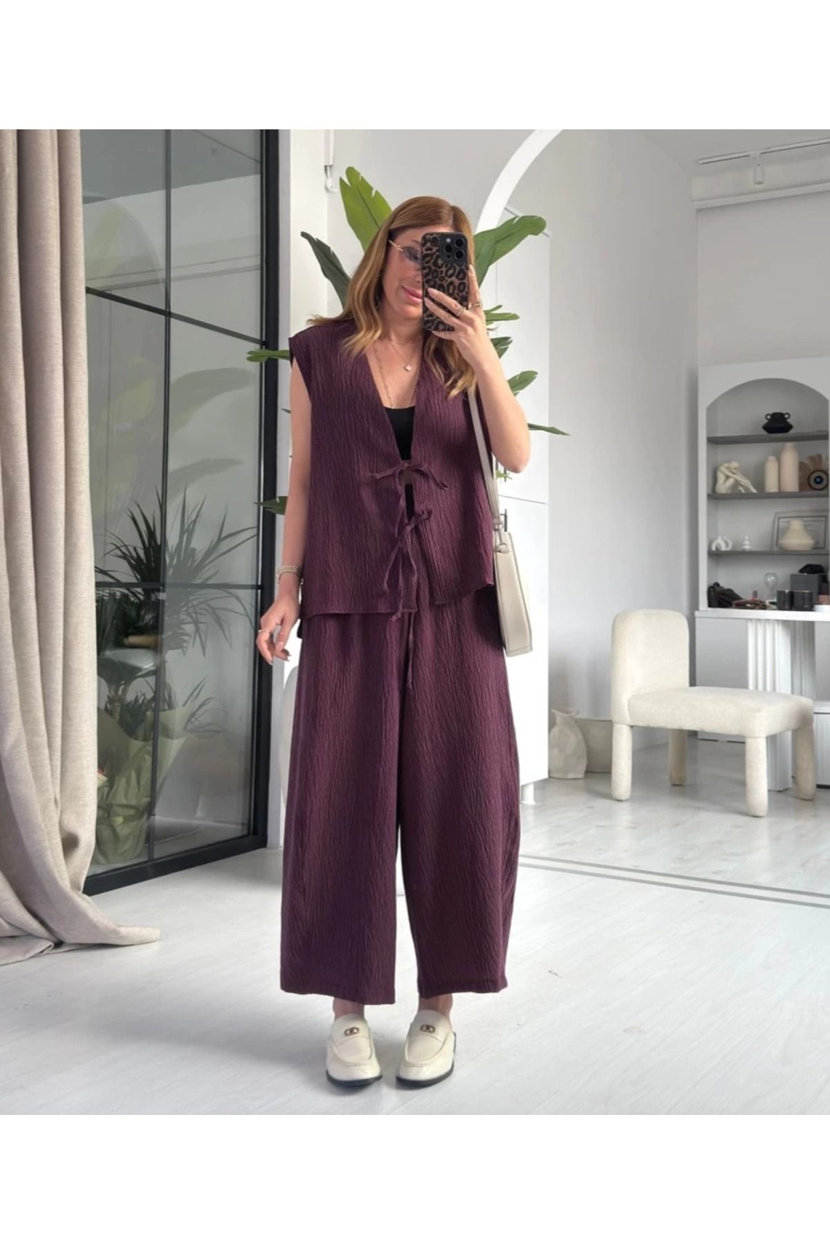 My Blog Bordo Samantha Bağlamalı Yelek Pantolon Takım - 51155